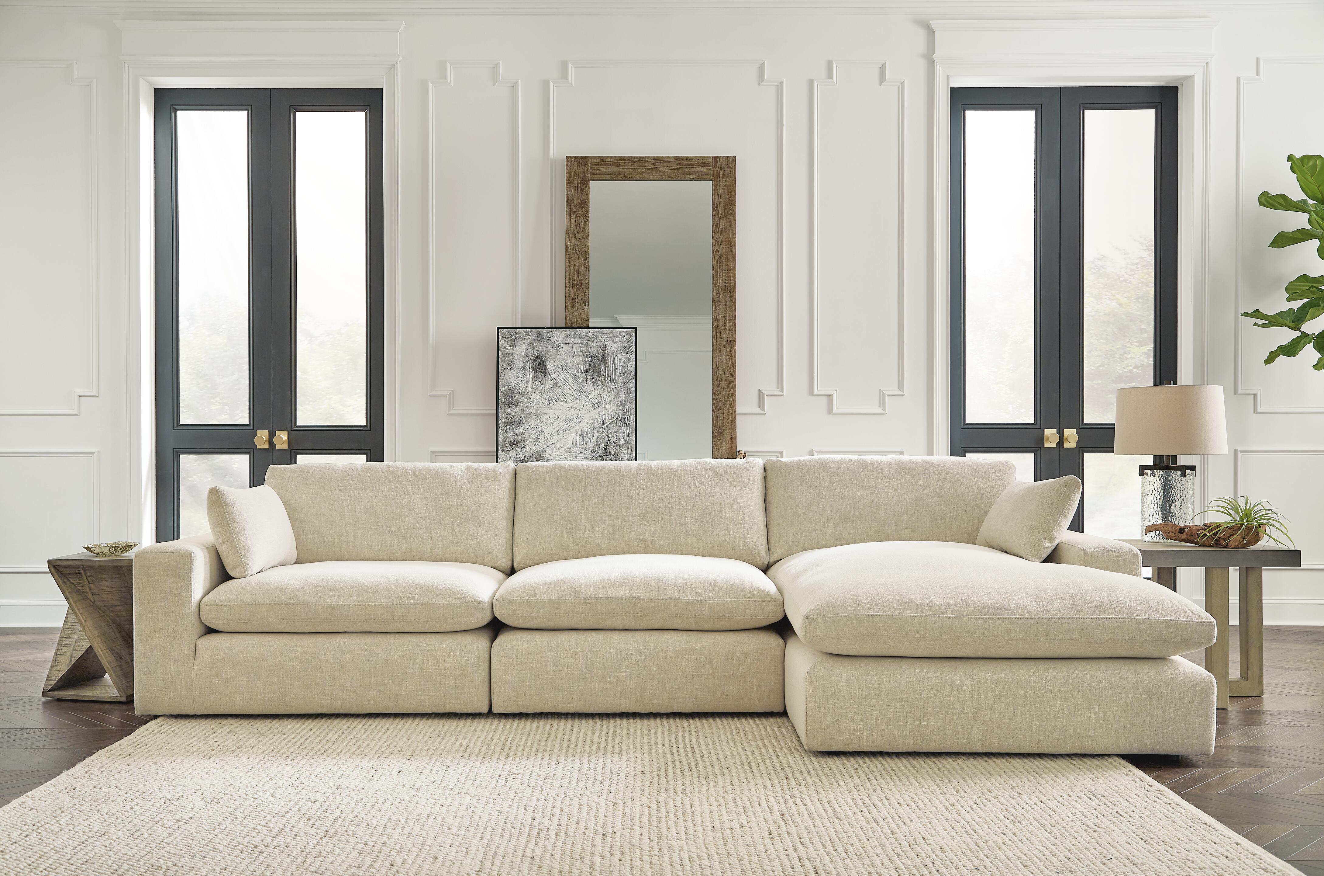 Dar Furniture - Ashley Furniture - Elyza 3-Piece Sectional with Chaise - RAF 3-Piece Sectional with Chaise / Linen - 10006S4