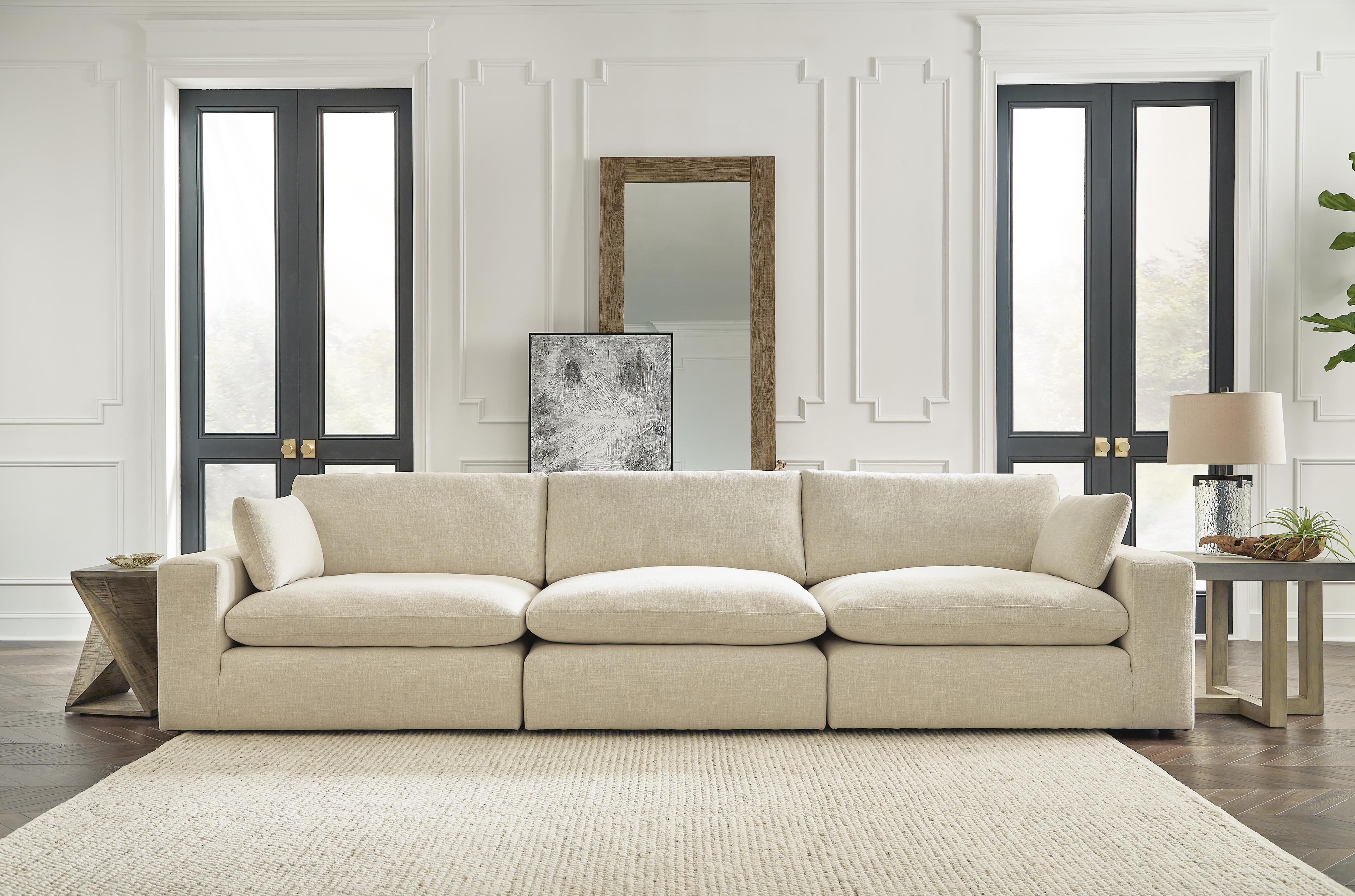 Dar Furniture - Ashley Furniture - Elyza 3-Piece Sectional Sofa - RAF 3-Piece Sectional Sofa / Linen - 10006S2