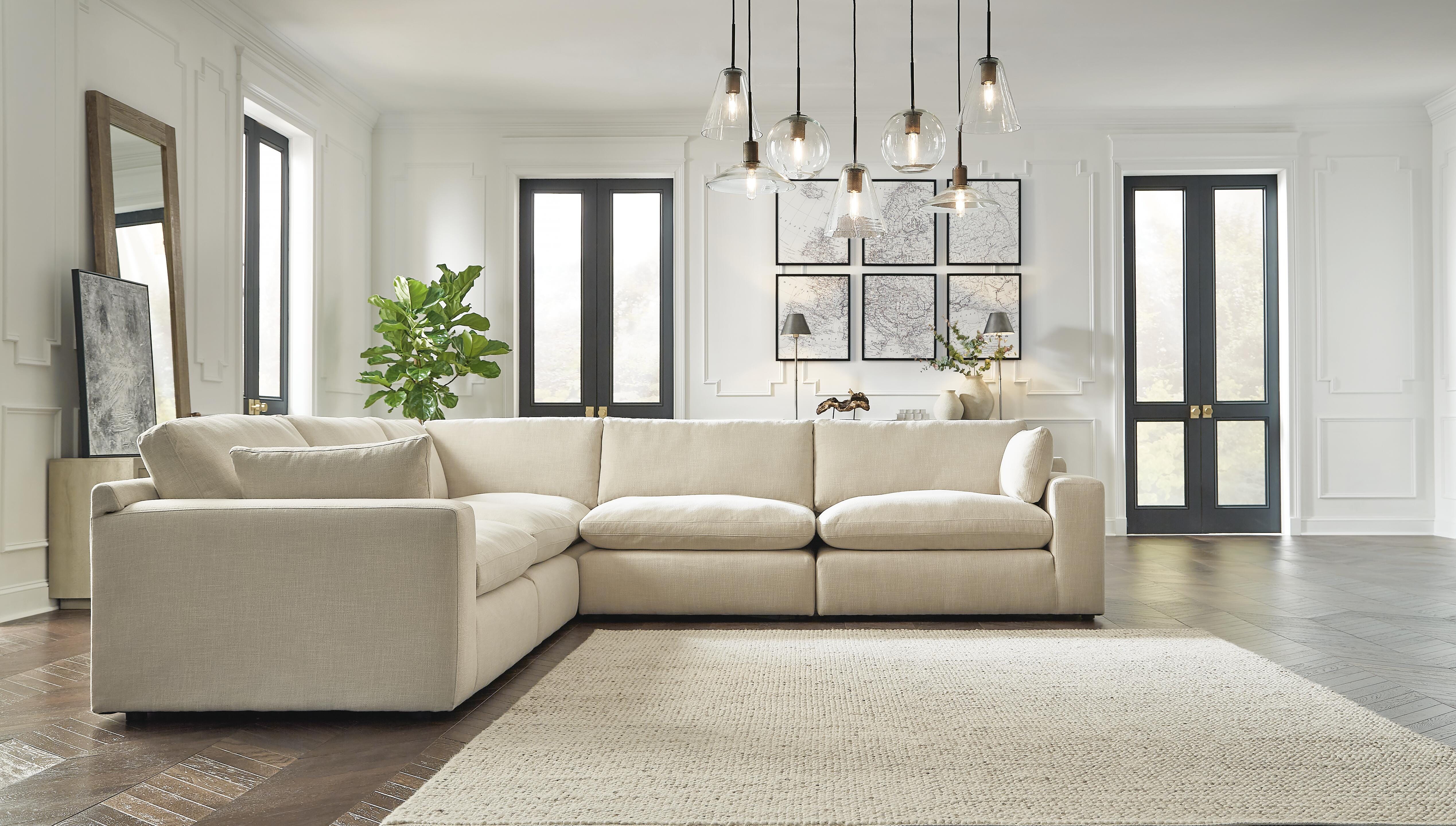 Dar Furniture - Ashley Furniture - Elyza 5-Piece Sectional - RAF 5-Piece Sectional / Linen - 10006S5