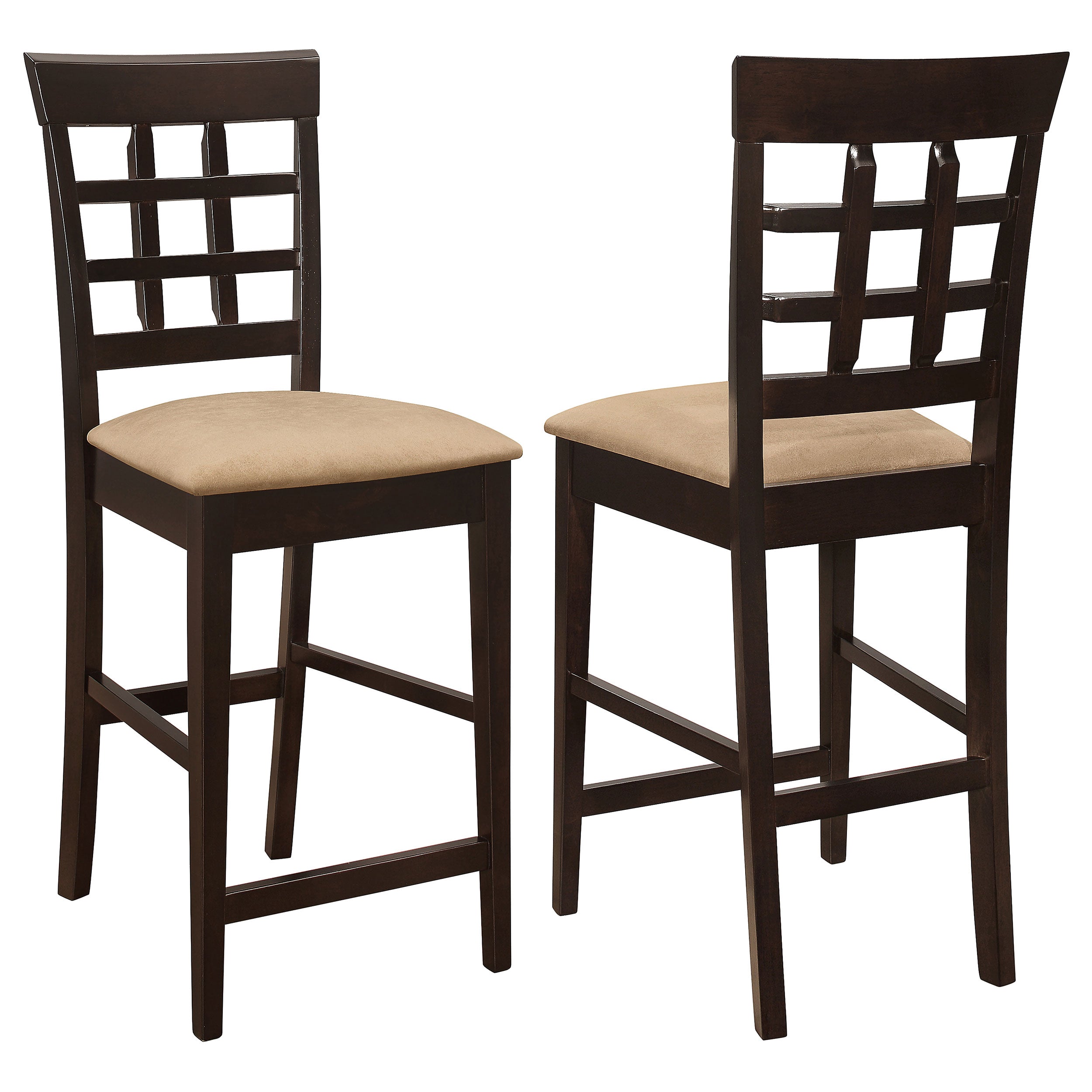 Dar Furniture - Coaster - Gabriel Lattice Back Counter Chair Cappuccino (Set of 2) - 100209