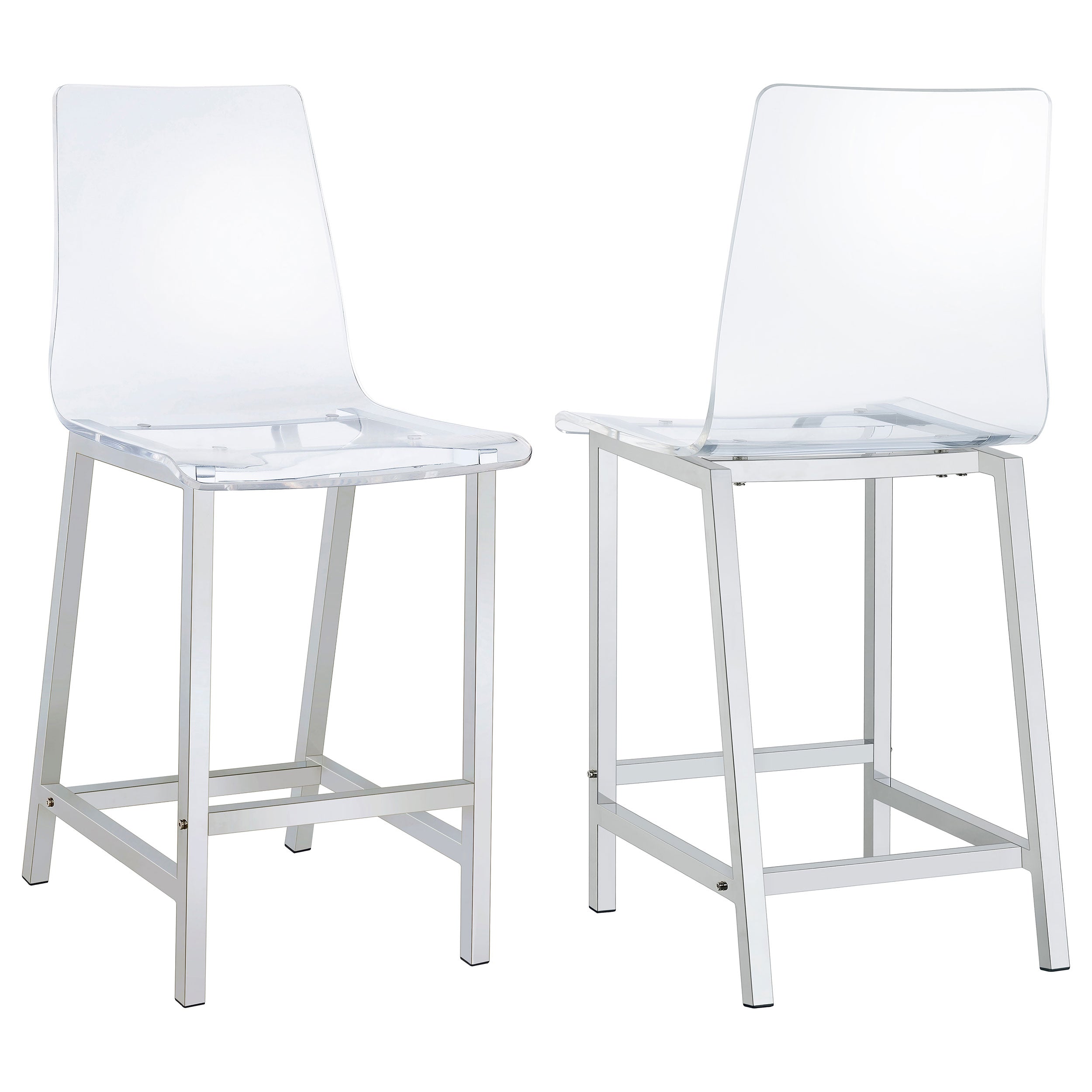 Dar Furniture - Coaster - Juelia Clear Acrylic Counter Chair Chrome (Set of 2) - 100265