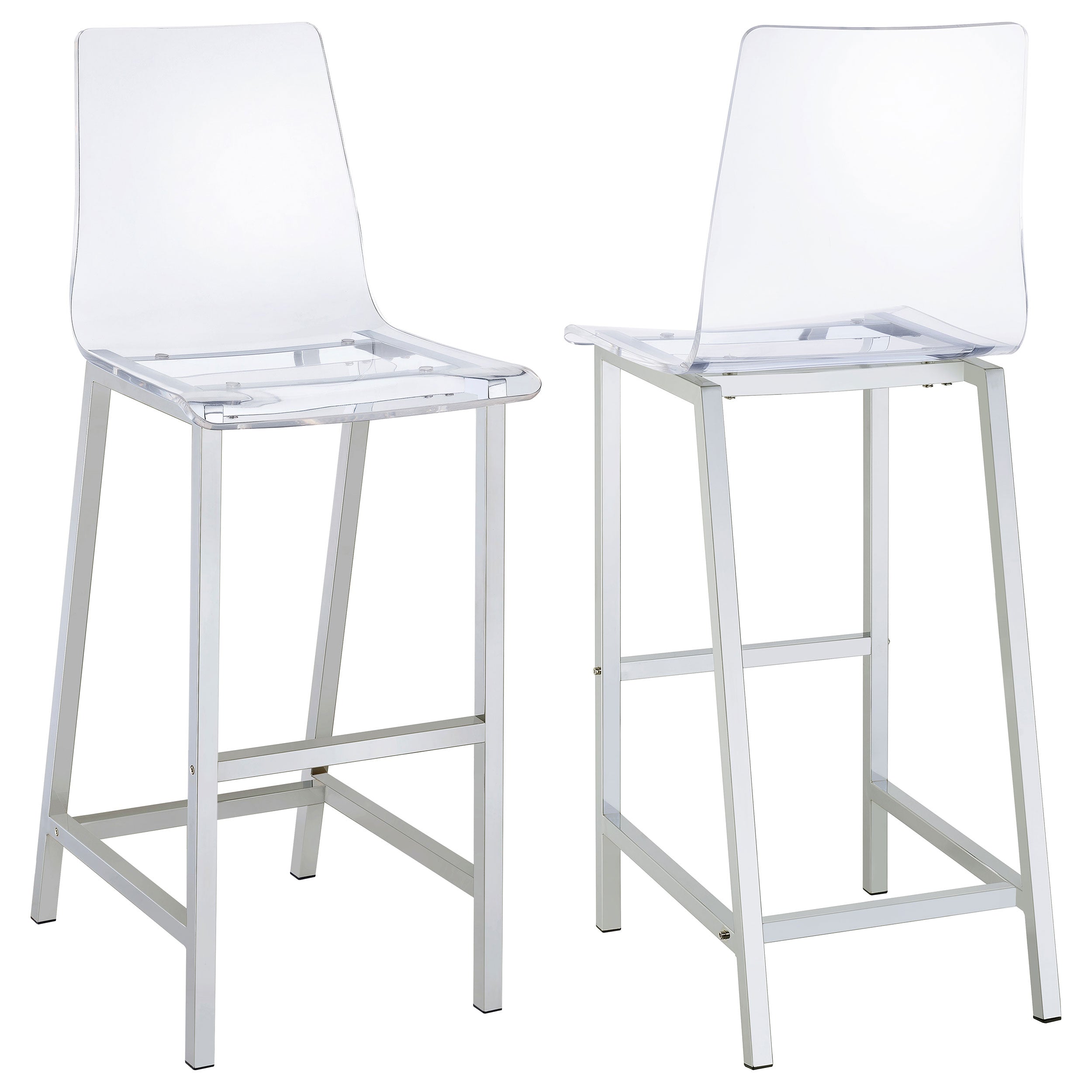 Dar Furniture - Coaster - Juelia Clear Acrylic Bar Chair Chrome (Set of 2) - 100295