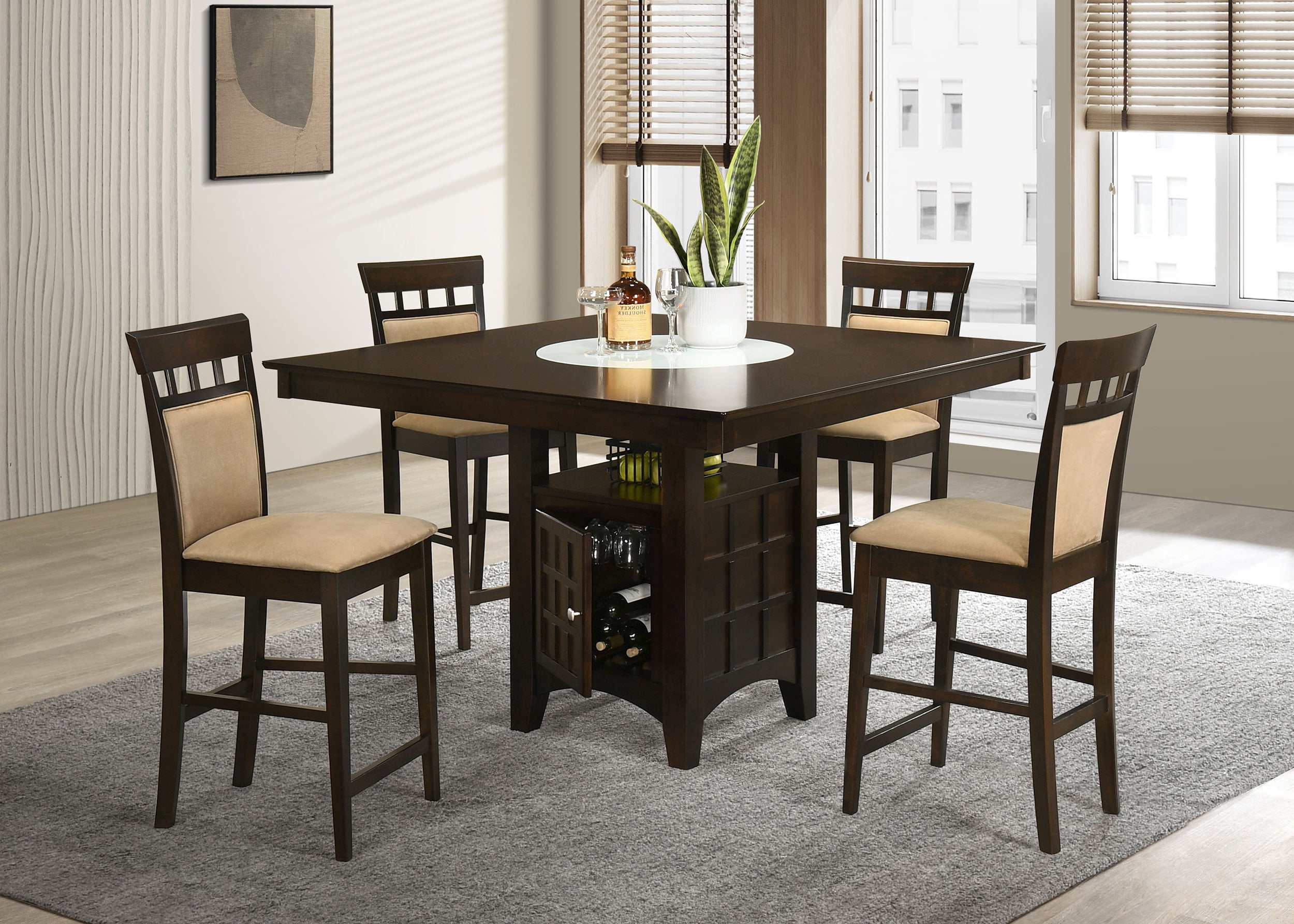 Dar Furniture - Coaster - Gabriel 5-piece Square Counter Height Dining Set Cappuccino - 100438-S5A