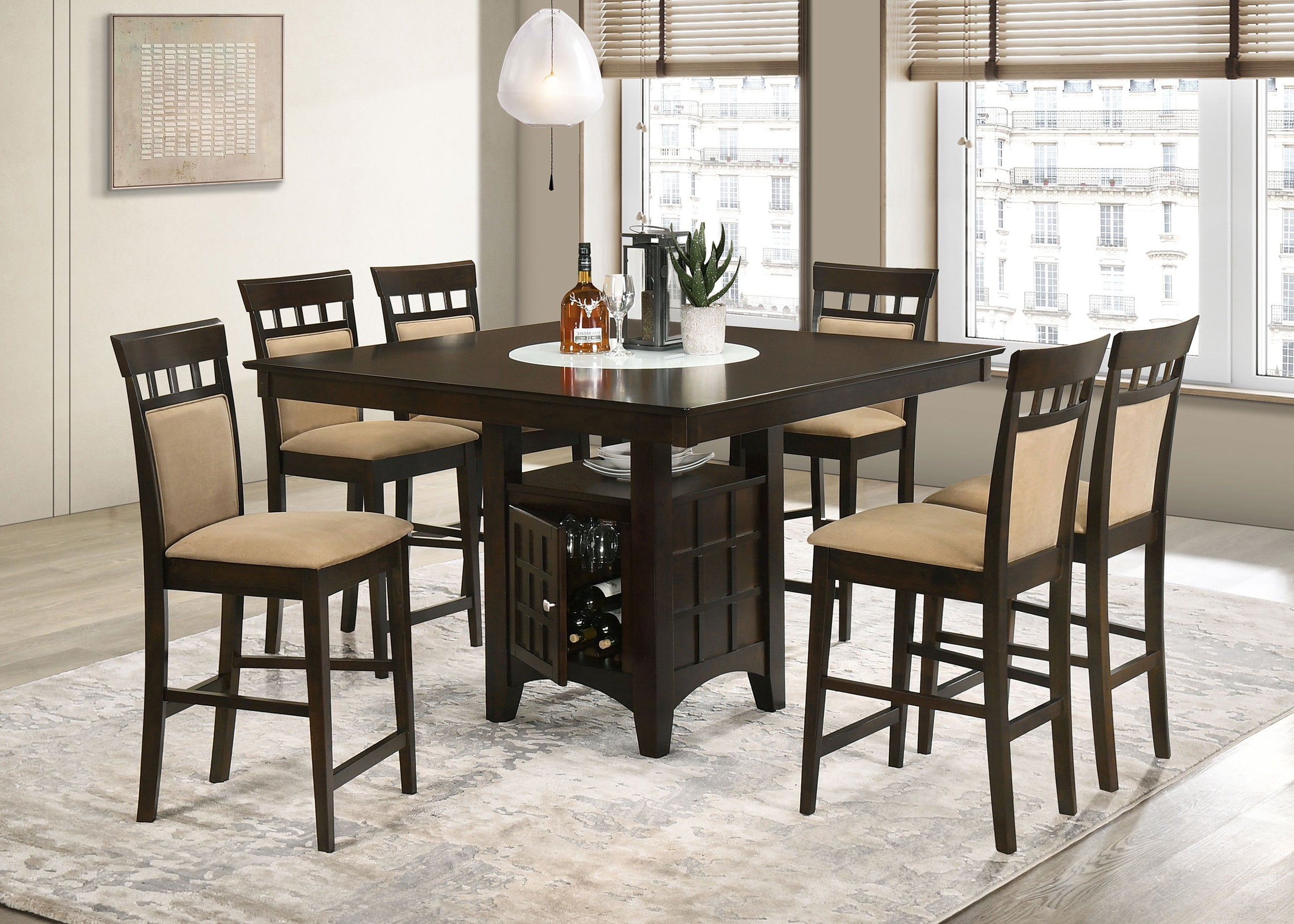 Dar Furniture - Coaster - Gabriel 7-piece Square Counter Height Dining Set Cappuccino - 100438-S7A