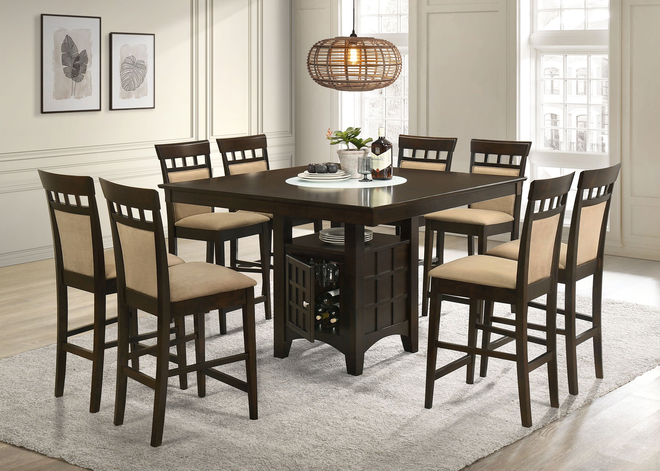Dar Furniture - Coaster - Gabriel 9-piece Square Counter Height Dining Set Cappuccino - 100438-S9A