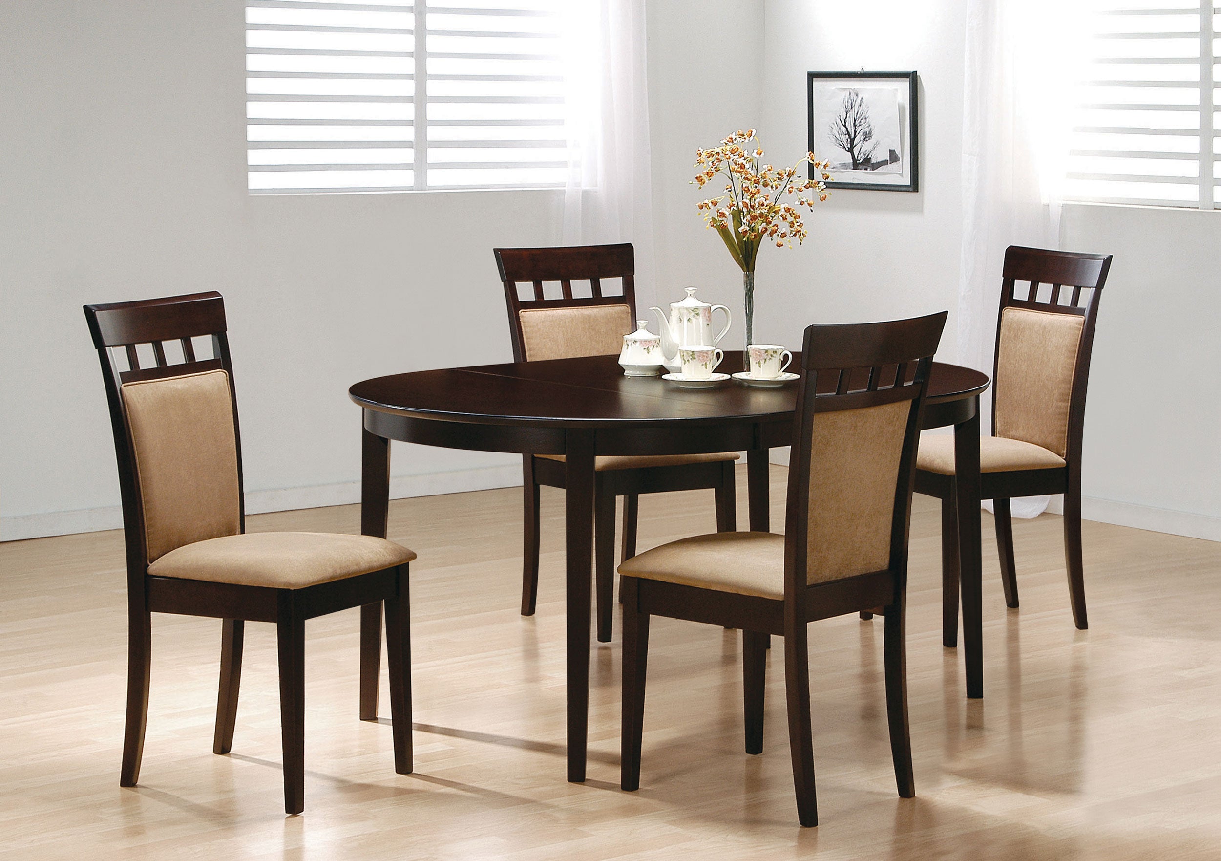 Dar Furniture - Coaster - Gabriel 5-piece Extension Leaf Dining Table Set Cappuccino - 100770-S5A