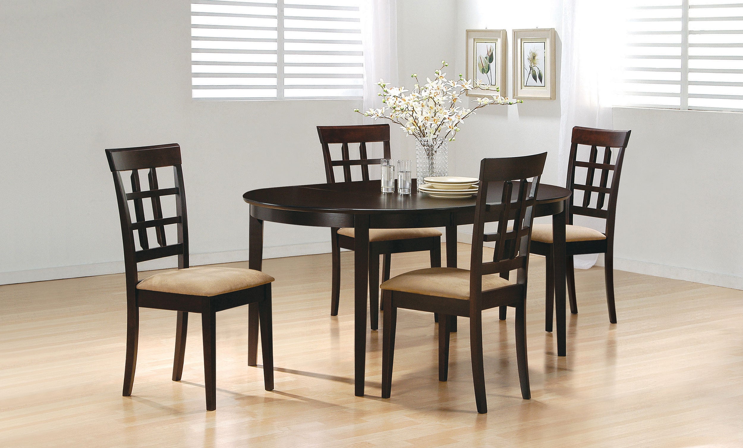 Dar Furniture - Coaster - Gabriel 5-piece Extension Leaf Dining Table Set Cappuccino - 100770-S5