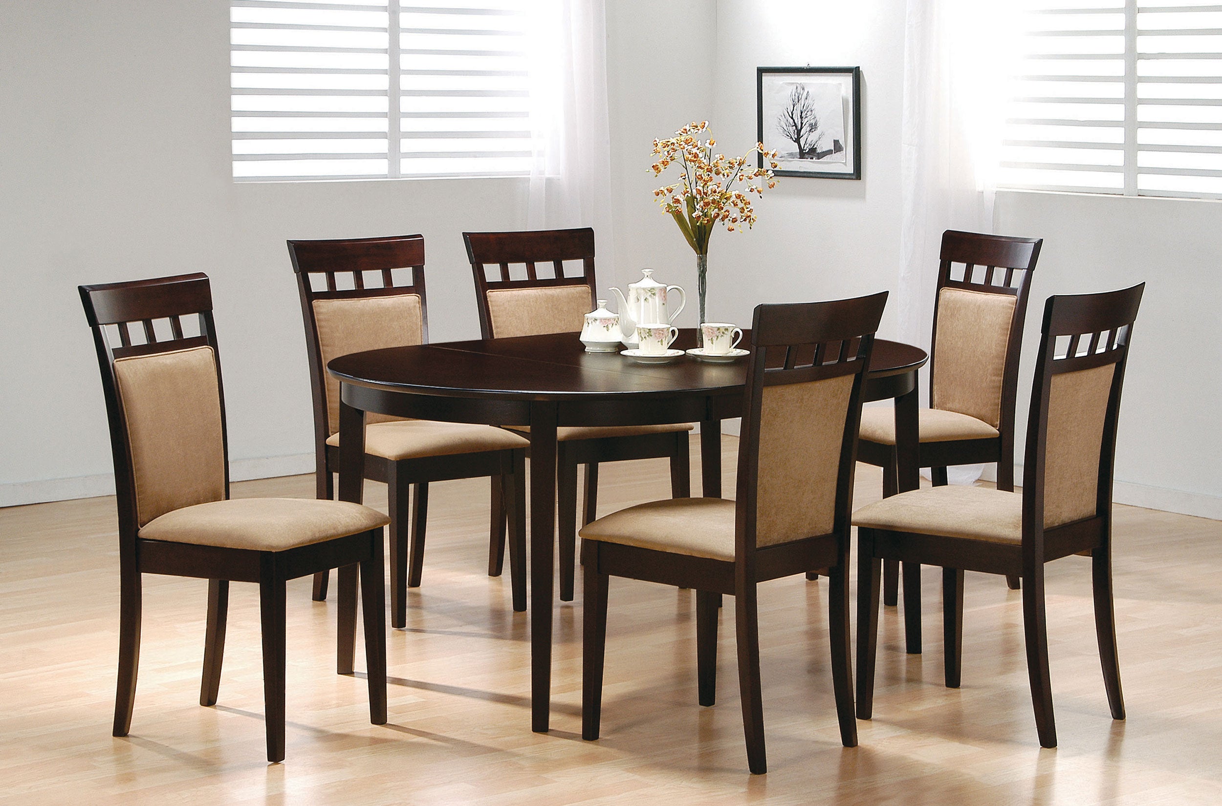 Dar Furniture - Coaster - Gabriel 7-piece Extension Leaf Dining Table Set Cappuccino - 100770-S7A