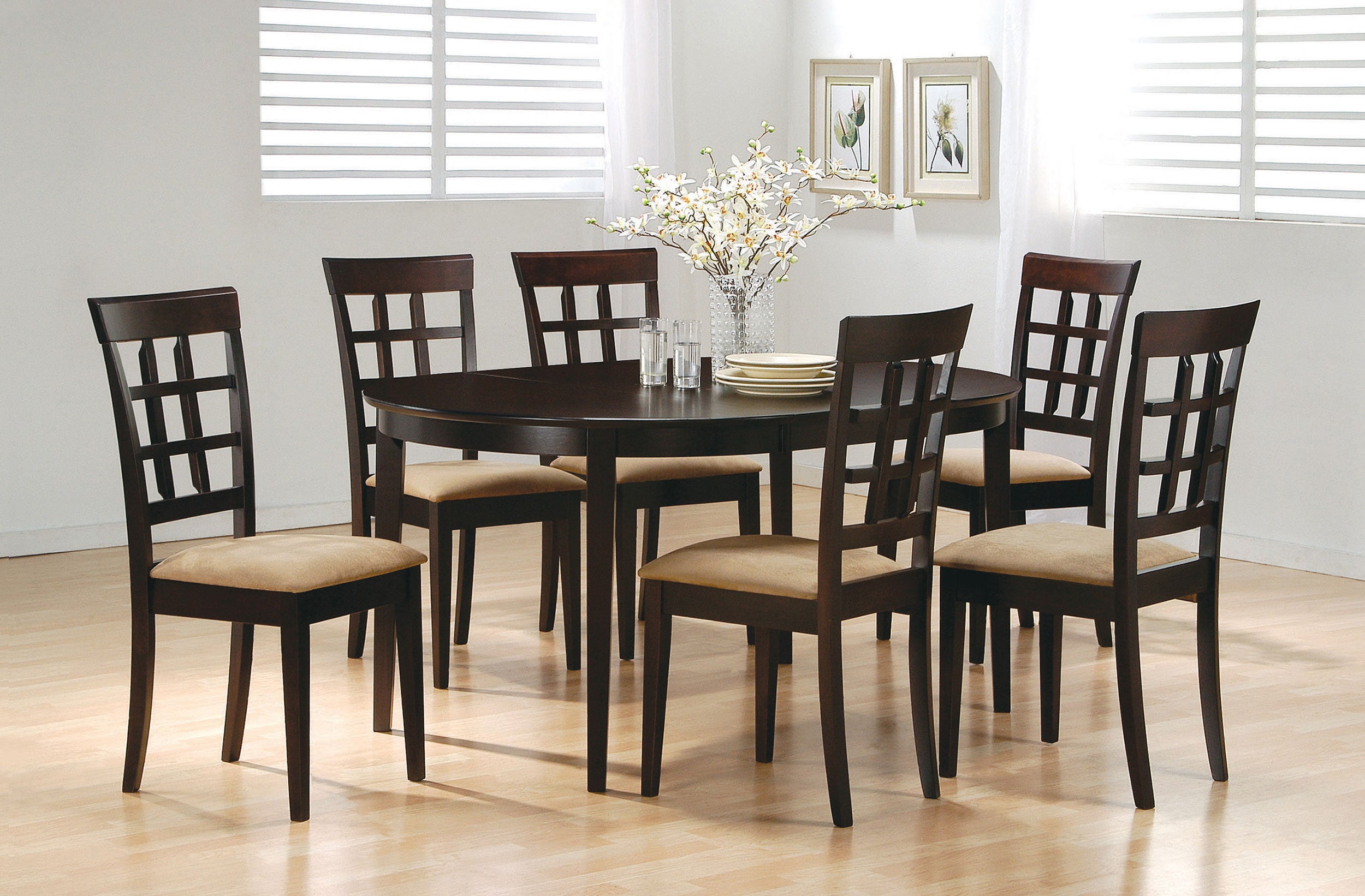 Dar Furniture - Coaster - Gabriel 7-piece Extension Leaf Dining Table Set Cappuccino - 100770-S7