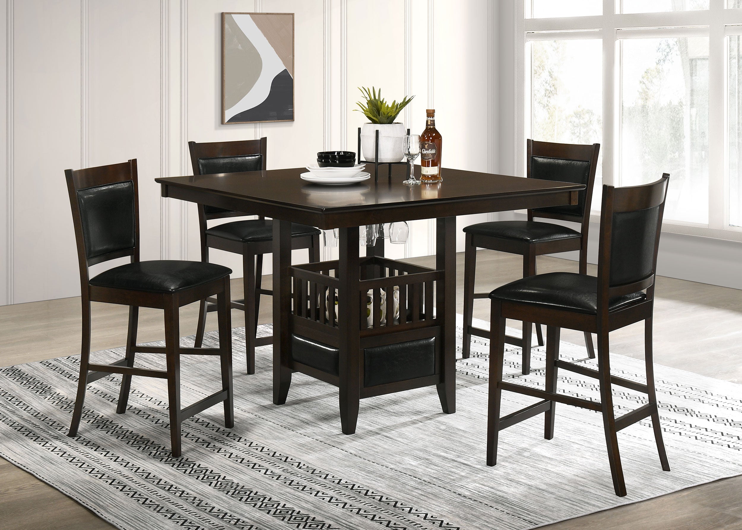 Dar Furniture - Coaster - Jaden 5-piece Square Counter Height Dining Set Espresso - 100958-S5