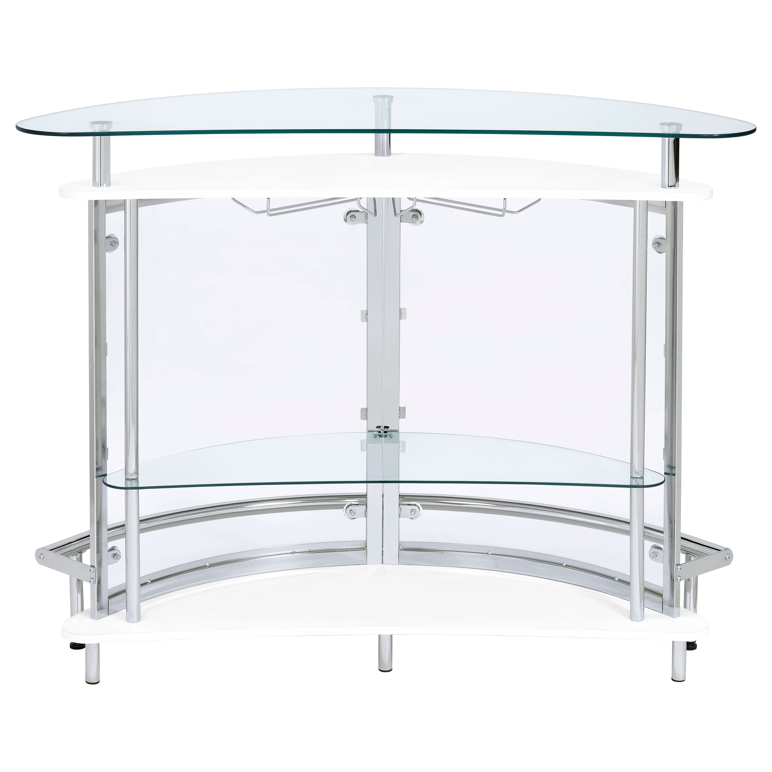 Amarillo Freestanding Glass Top Home Bar Wine Cabinet White