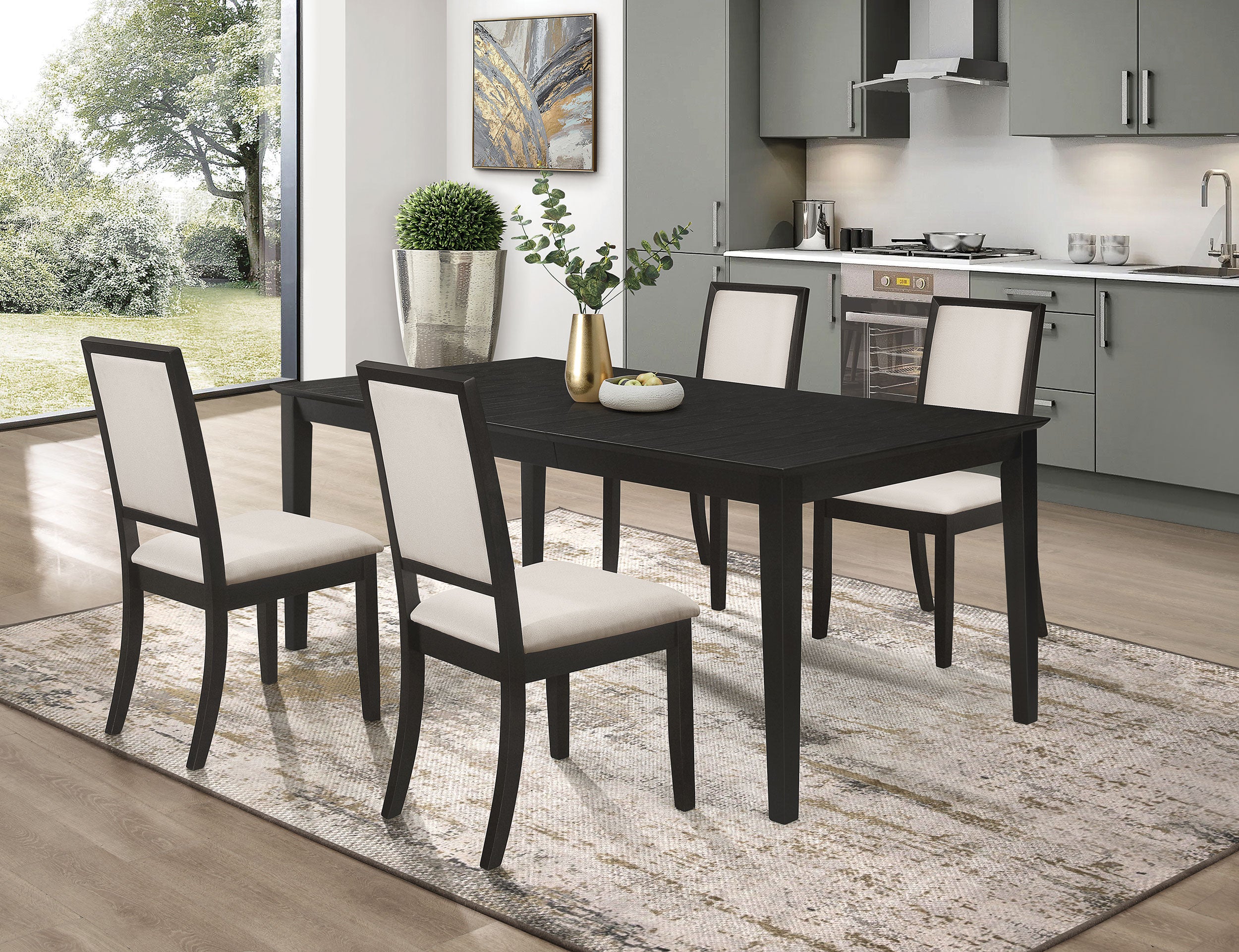 Dar Furniture - Coaster - Louise 5-piece Rectangular Extension Leaf Dining Set Black - 101561-S5