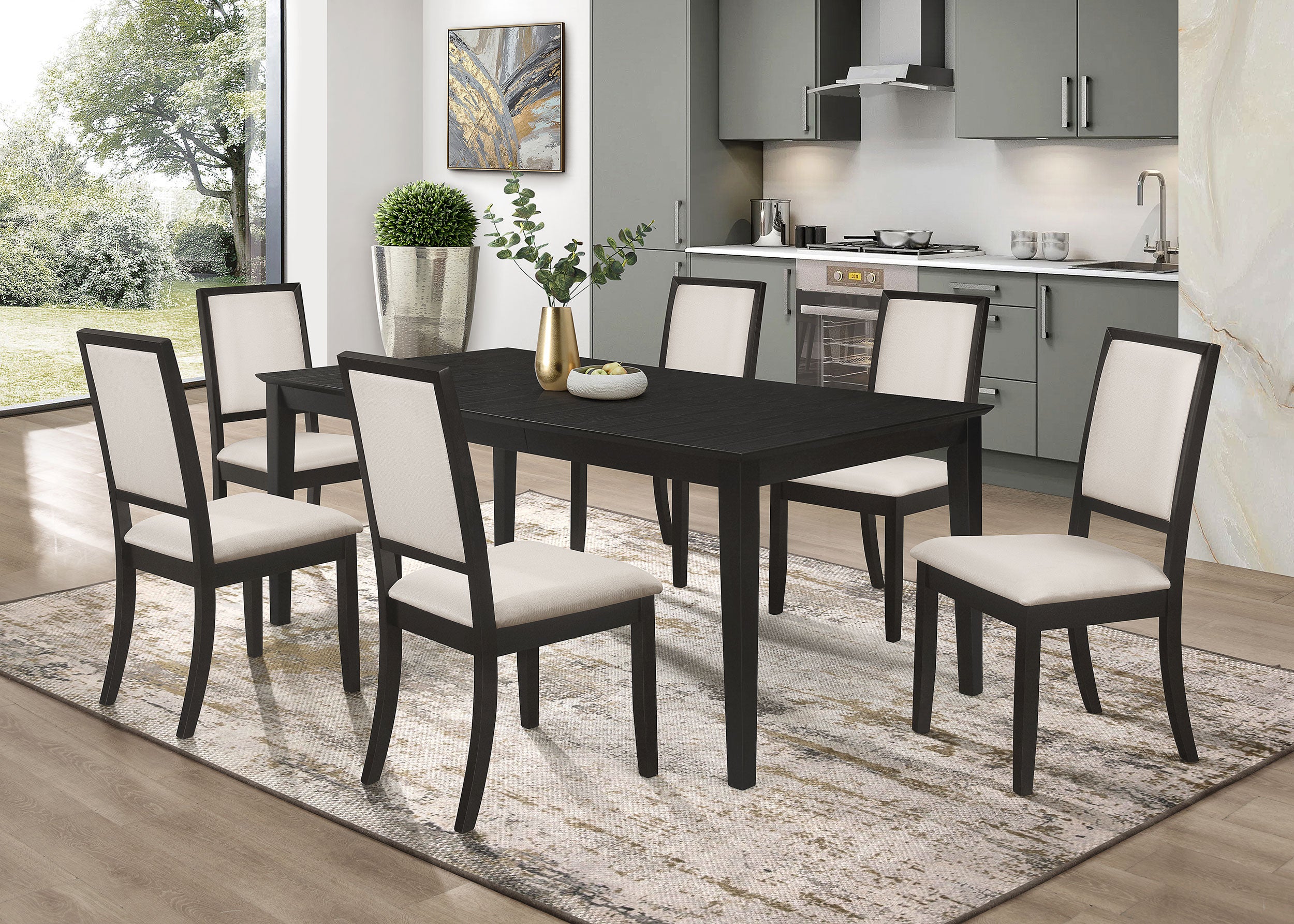 Dar Furniture - Coaster - Louise 7-piece Rectangular Extension Leaf Dining Set Black - 101561-S7