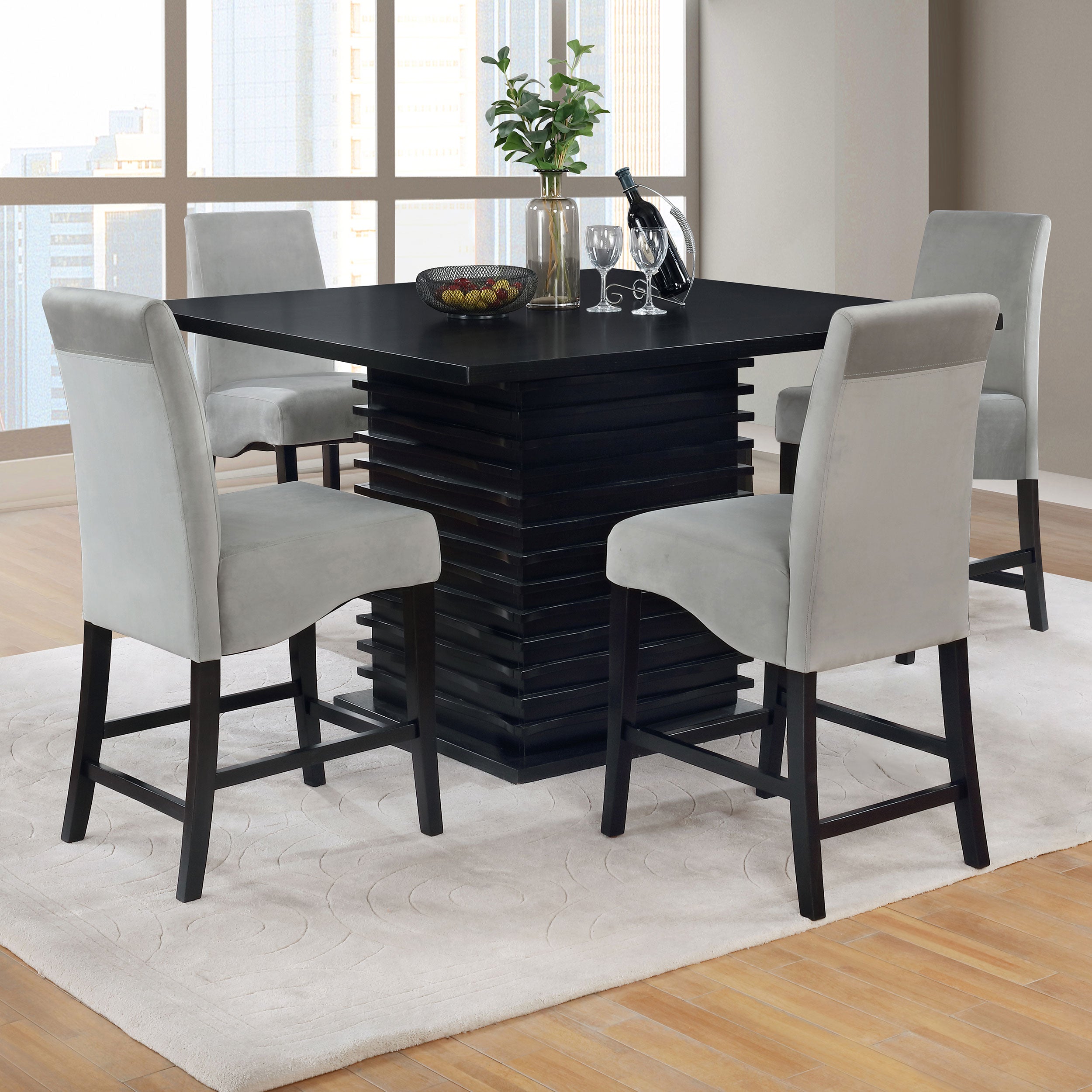 Dar Furniture - Coaster - Stanton 5-piece Square Counter Height Dining Table Set Grey - 102068-S5