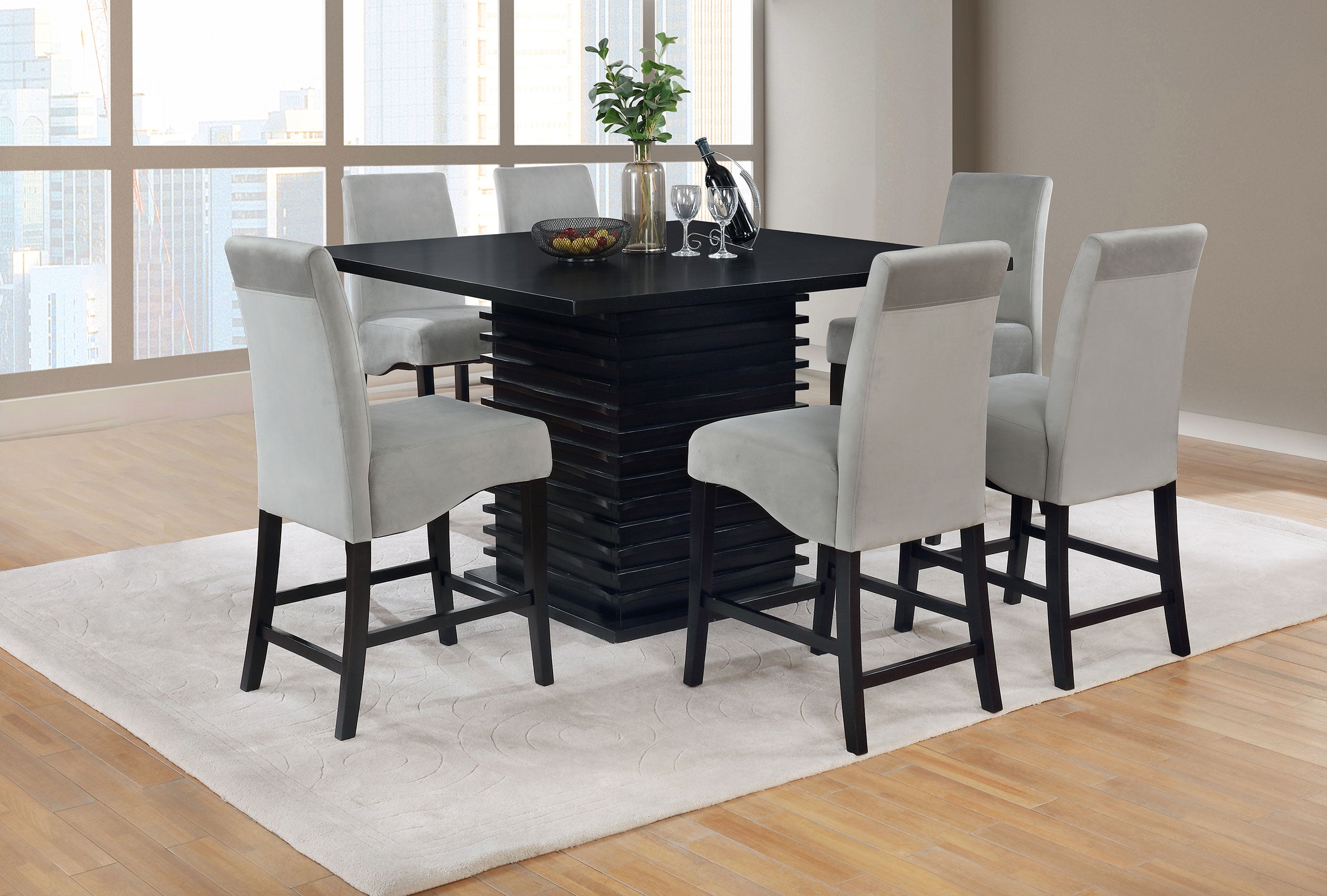 Dar Furniture - Coaster - Stanton 7-piece Square Counter Height Dining Table Set Grey - 102068-S7