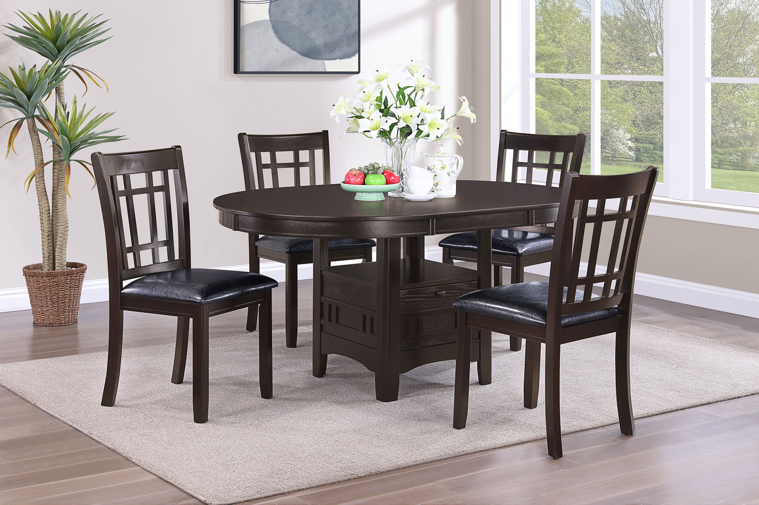 Lavon Wood Dining Side Chair Black and Espresso (Set of 2)