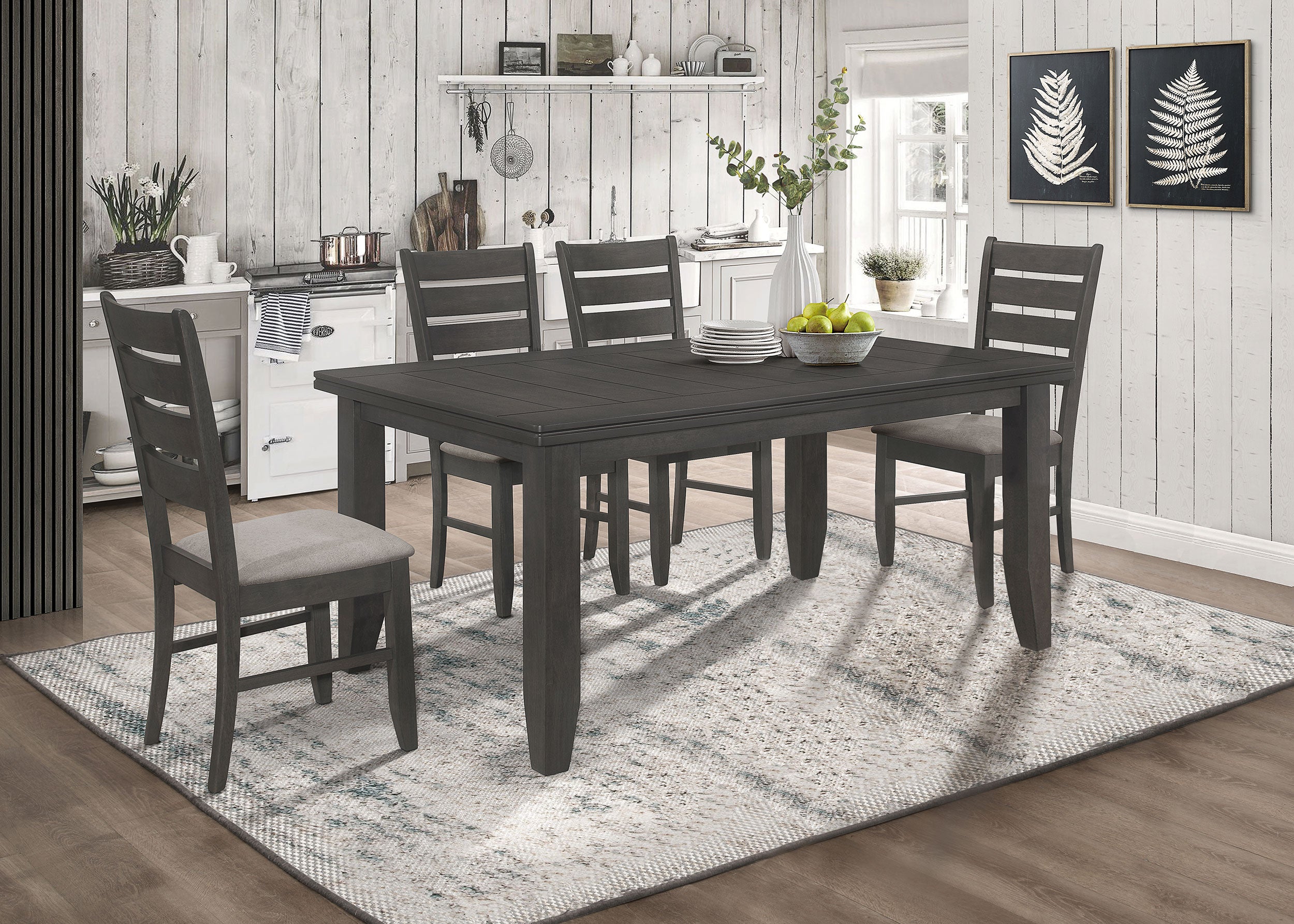Dar Furniture - Coaster - Dalila 5-piece Rectangular Dining Table Set Dark Grey - 102721GRY-S5