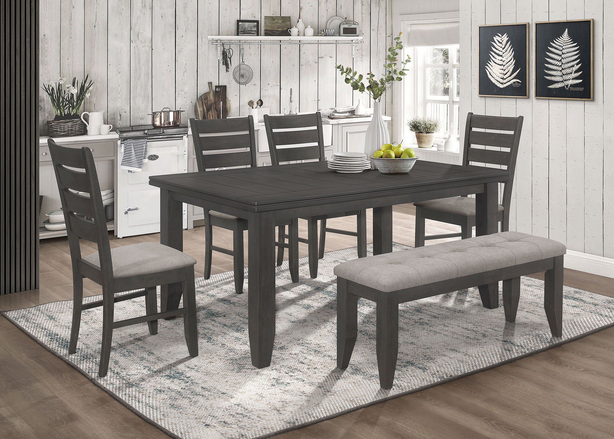 Dar Furniture - Coaster - Dalila 6-piece Rectangular Dining Table Set Dark Grey - 102721GRY-S6