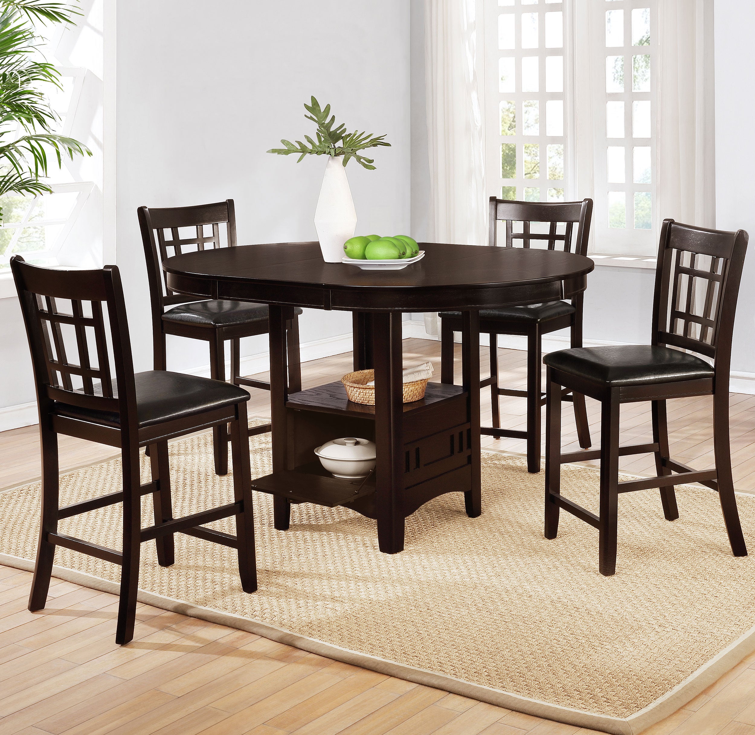 Dar Furniture - Coaster - Lavon 5-piece Oval Counter Height Dining Set Espresso - 102888-S5