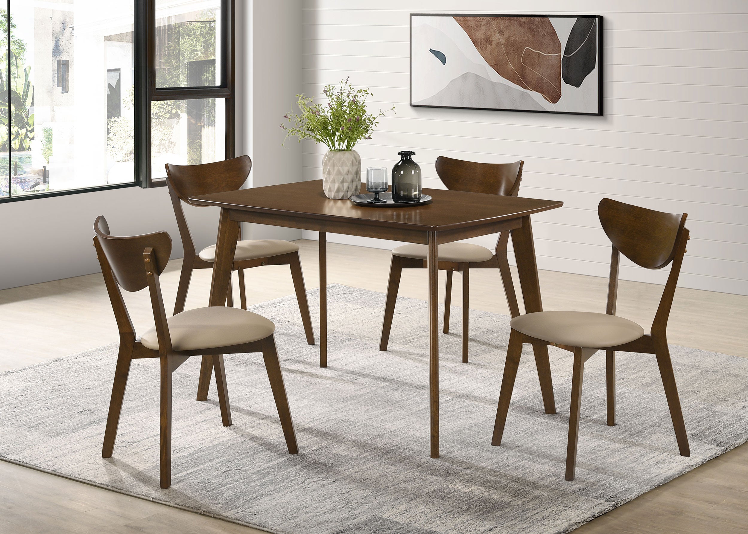 Dar Furniture - Coaster - Kersey 5-piece Rectangular Dining Table Set Chestnut - 103061-S5