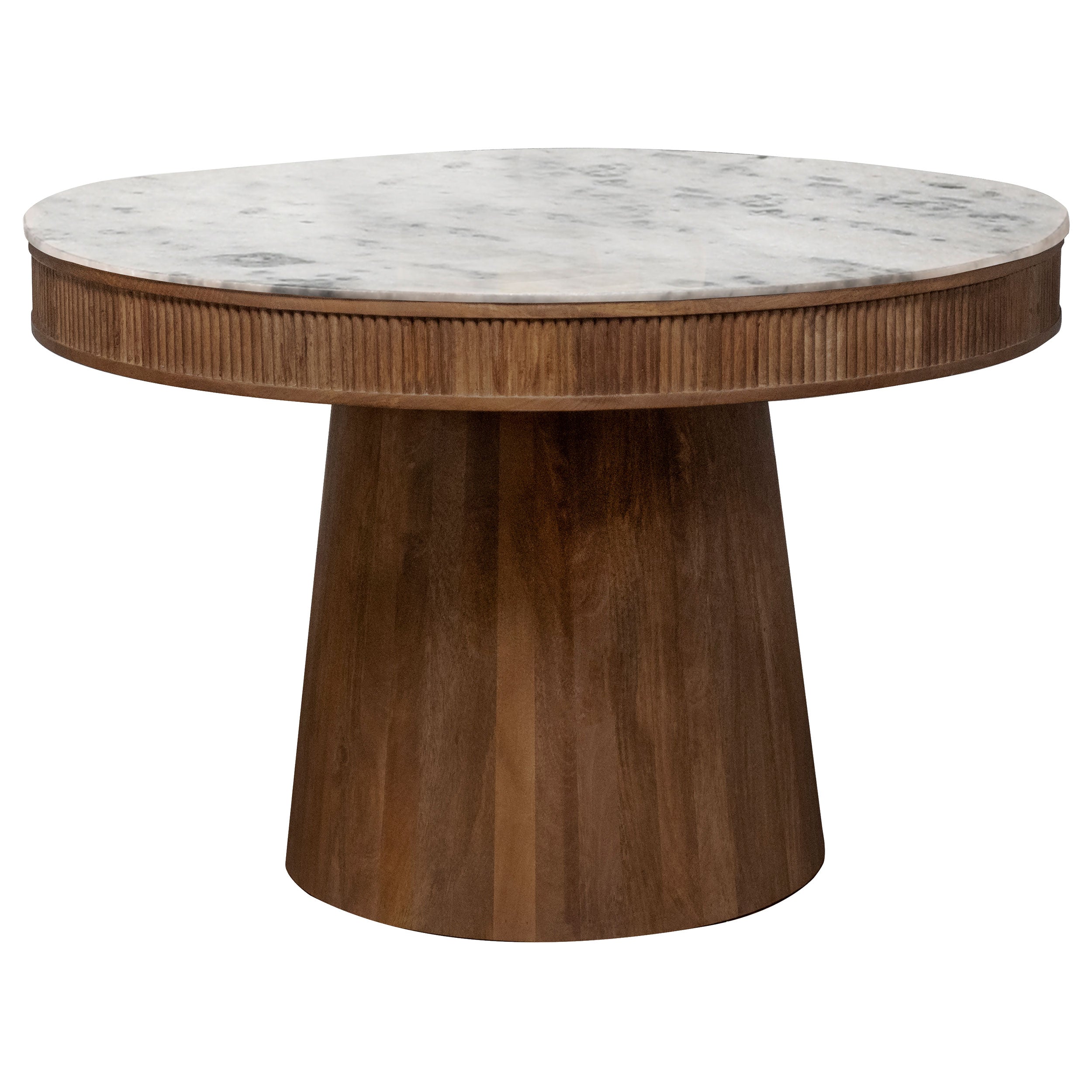 Dar Furniture - Coaster - Ortega Round 46-inch Marble Top Wood Dining Table Natural - 105141