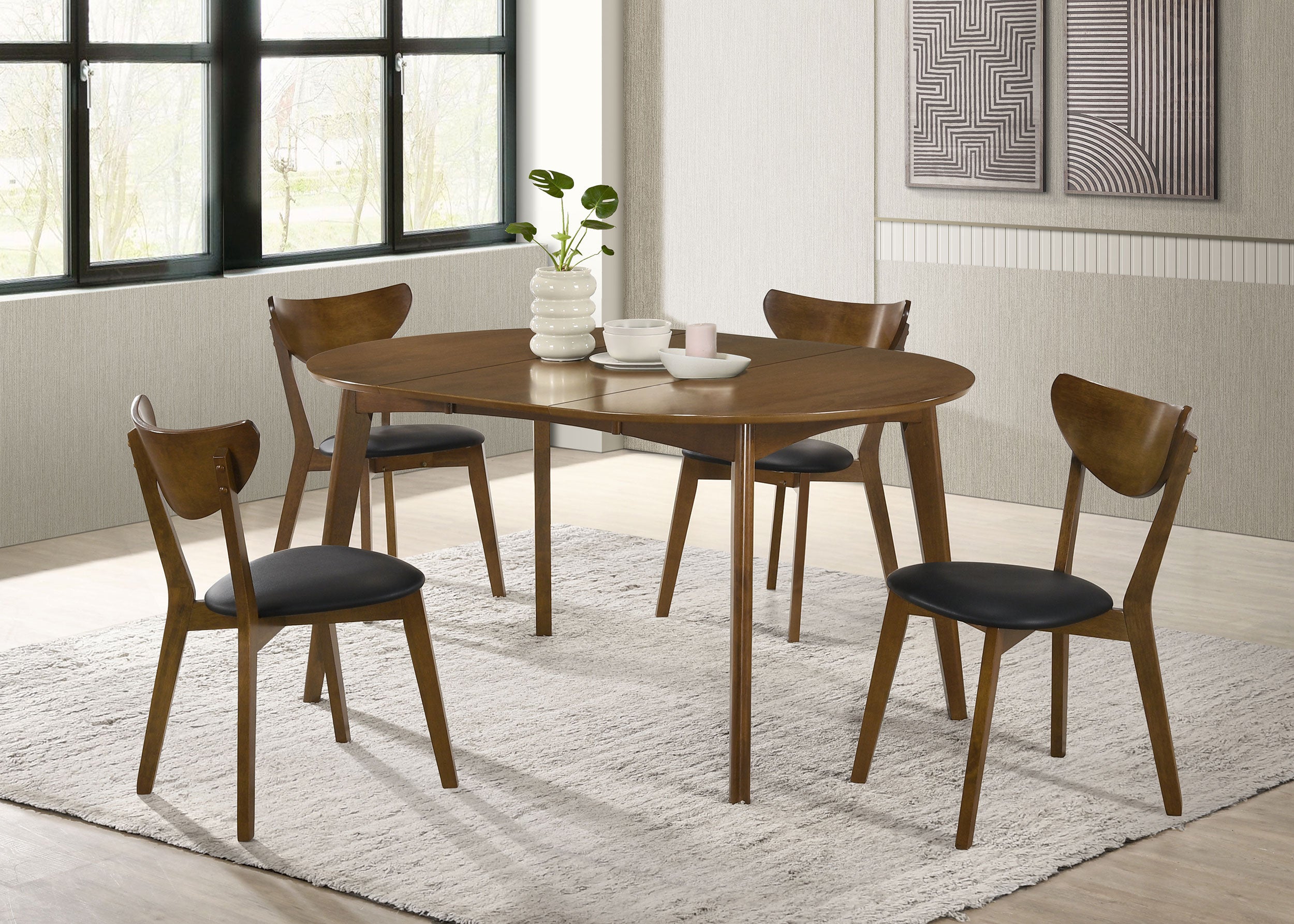 Dar Furniture - Coaster - Jedda 5-piece Oval Dining Table Set Dark Walnut - 105361-S5