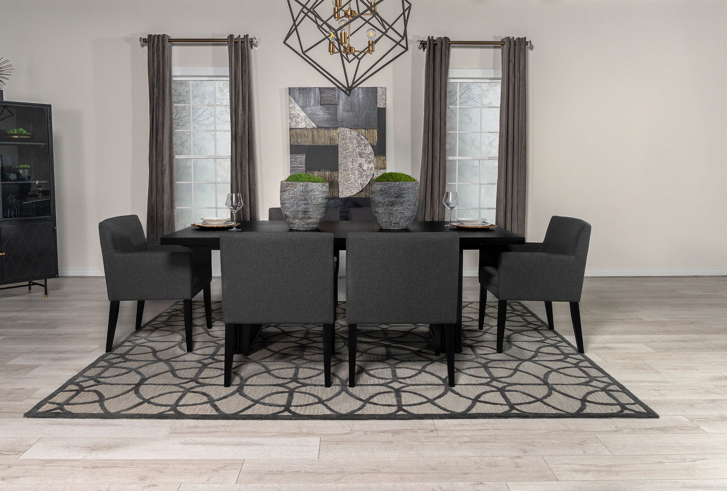 Dar Furniture - Coaster - Catherine 7-piece Rectangular Dining Table Set Black - 106251-S7