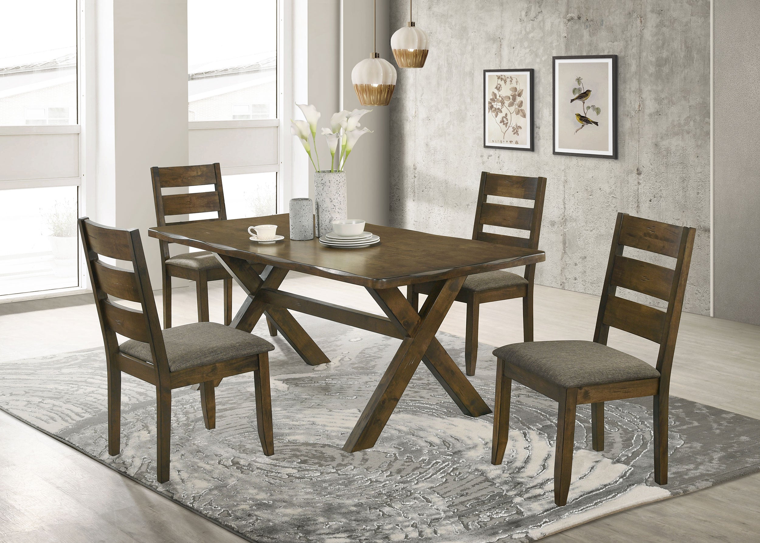 Dar Furniture - Coaster - Alston 5-piece Rectangular Dining Table Set Knotty Nutmeg - 106381-S5