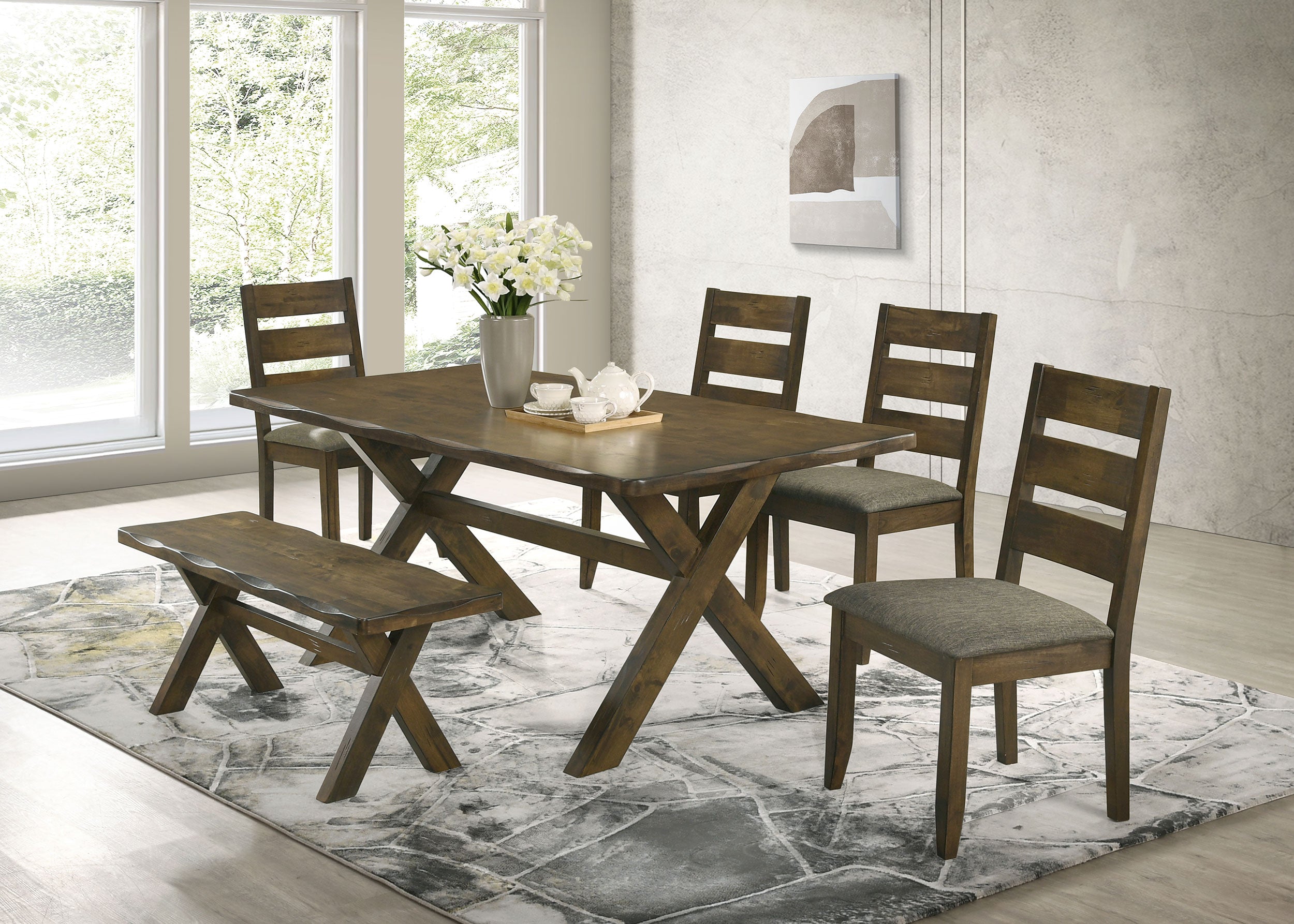 Dar Furniture - Coaster - Alston 6-piece Rectangular Dining Table Set Knotty Nutmeg - 106381-S6