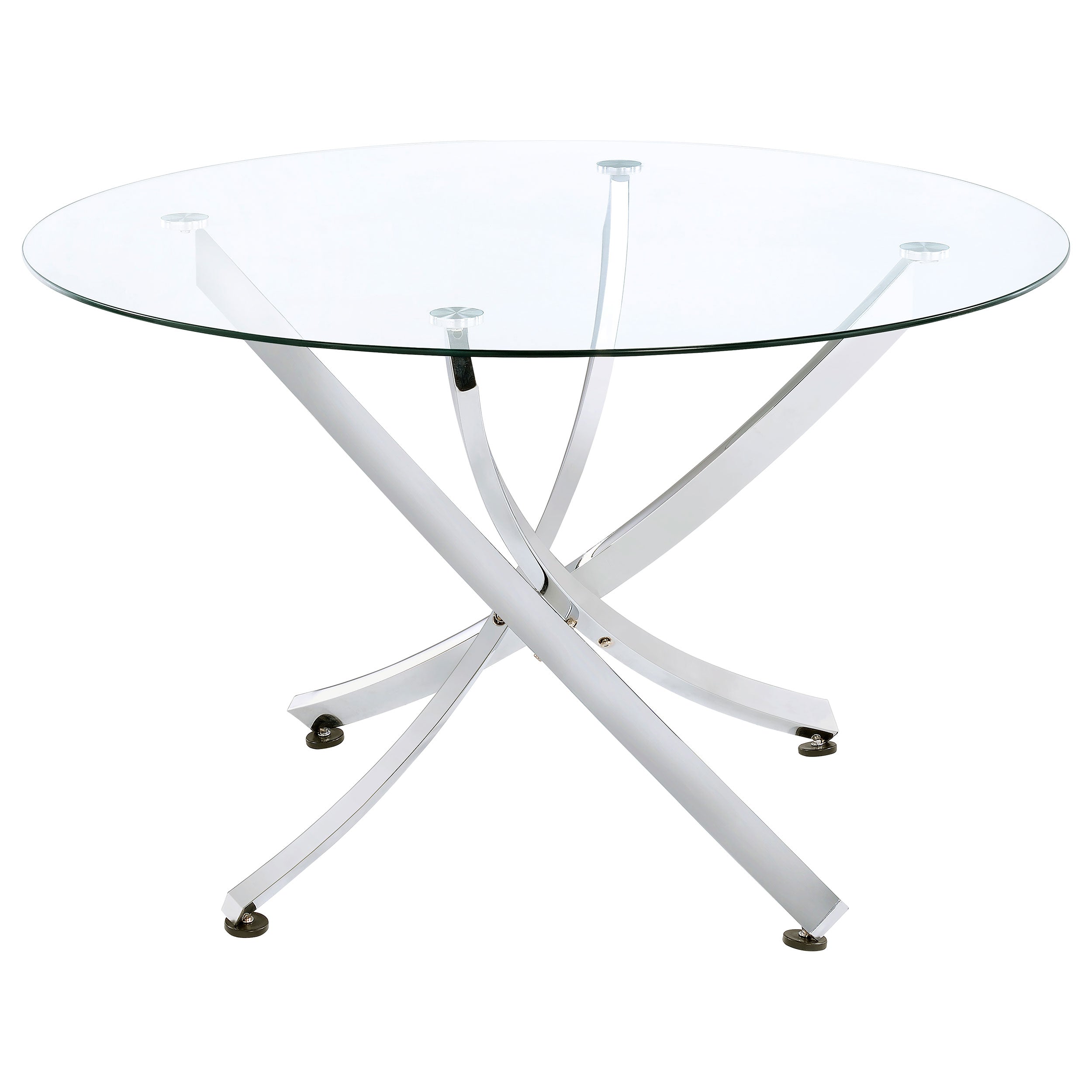 Dar Furniture - Coaster - Beckham Round 46-inch Glass Top Dining Table Chrome - 106440
