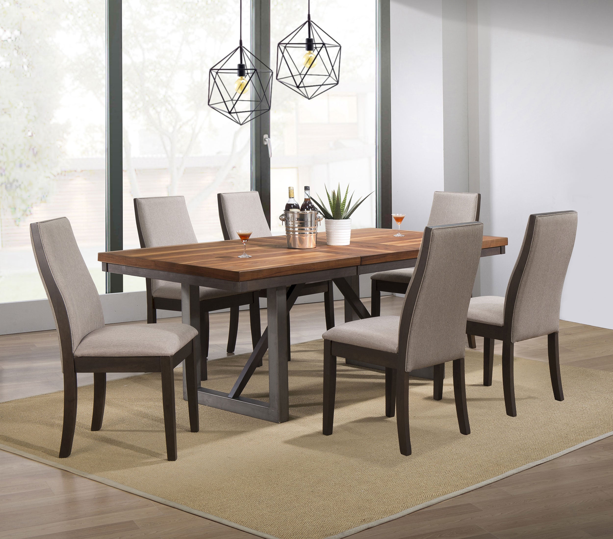 Dar Furniture - Coaster - Spring Creek 7-piece Rectangular Dining Table Set Taupe - 106581-S7G