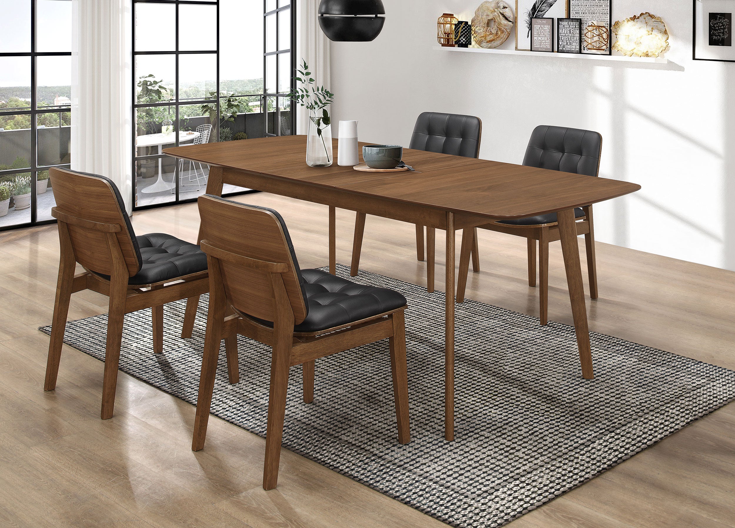 Dar Furniture - Coaster - Redbridge Rectangular 5-piece Dining Set Natural Walnut - 106591-S5K
