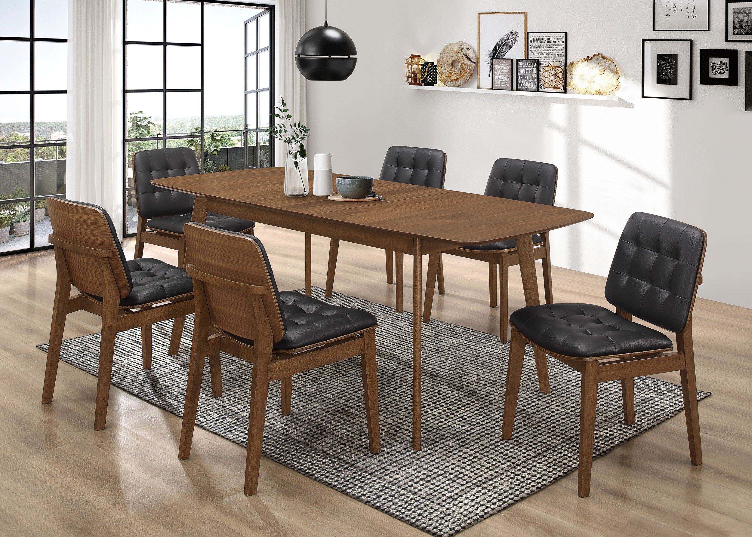 Dar Furniture - Coaster - Redbridge Rectangular 7-piece Dining Set Natural Walnut - 106591-S7K