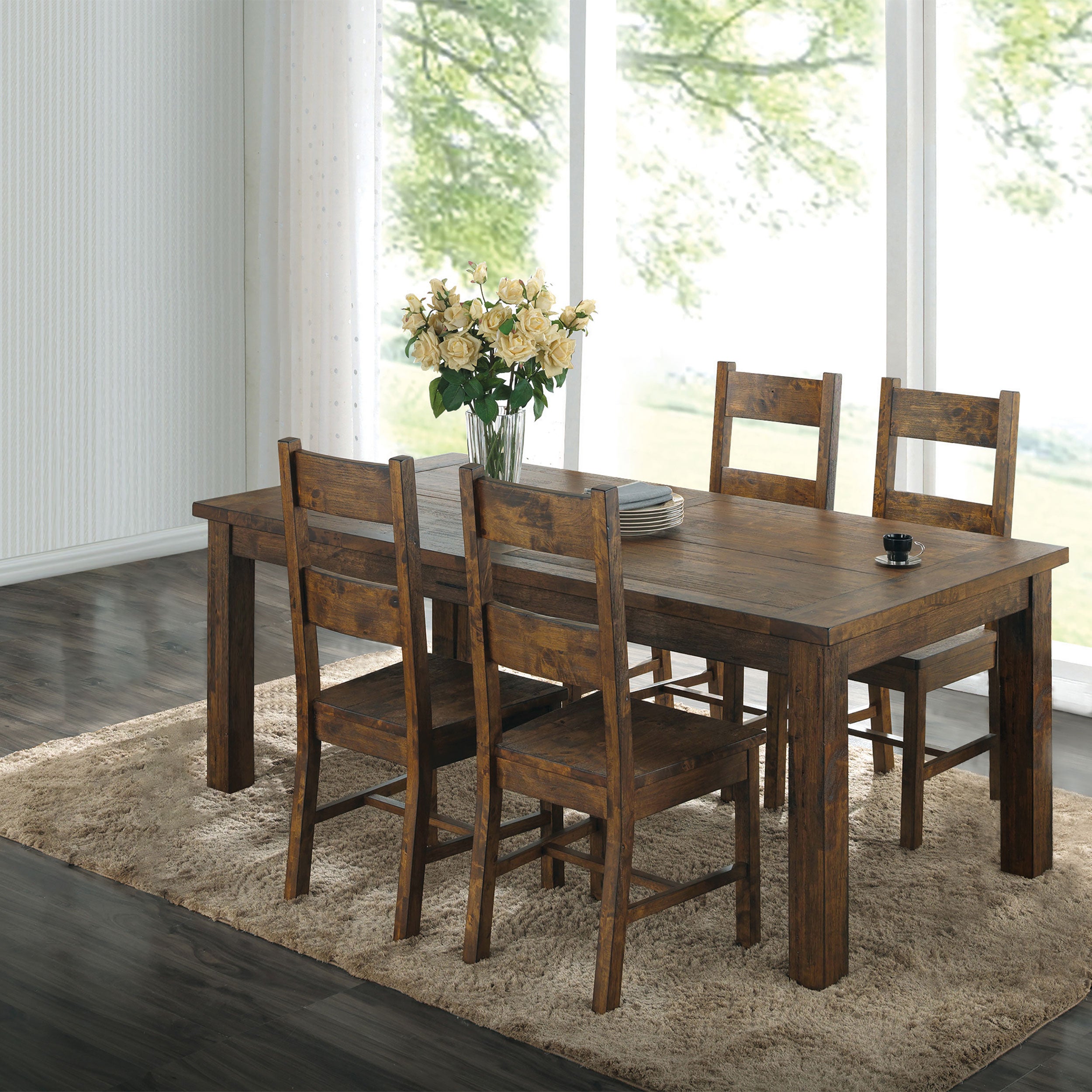 Dar Furniture - Coaster - Coleman 5-piece Rectangular Dining Set Rustic Golden Brown - 107041-S5