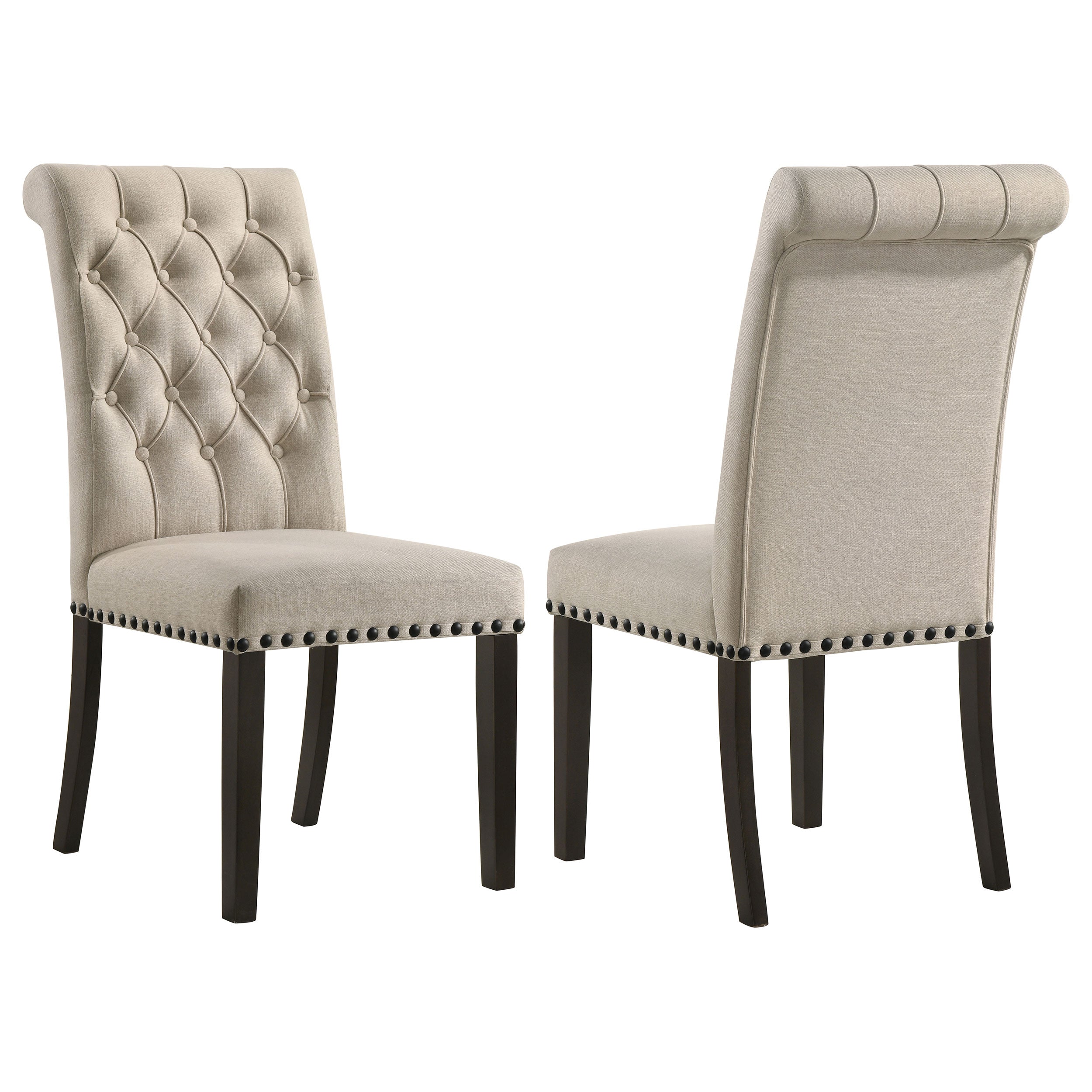 Dar Furniture - Coaster - Alana Upholstered Dining Side Chair Beige Smokey Black (Set of 2) - 107286