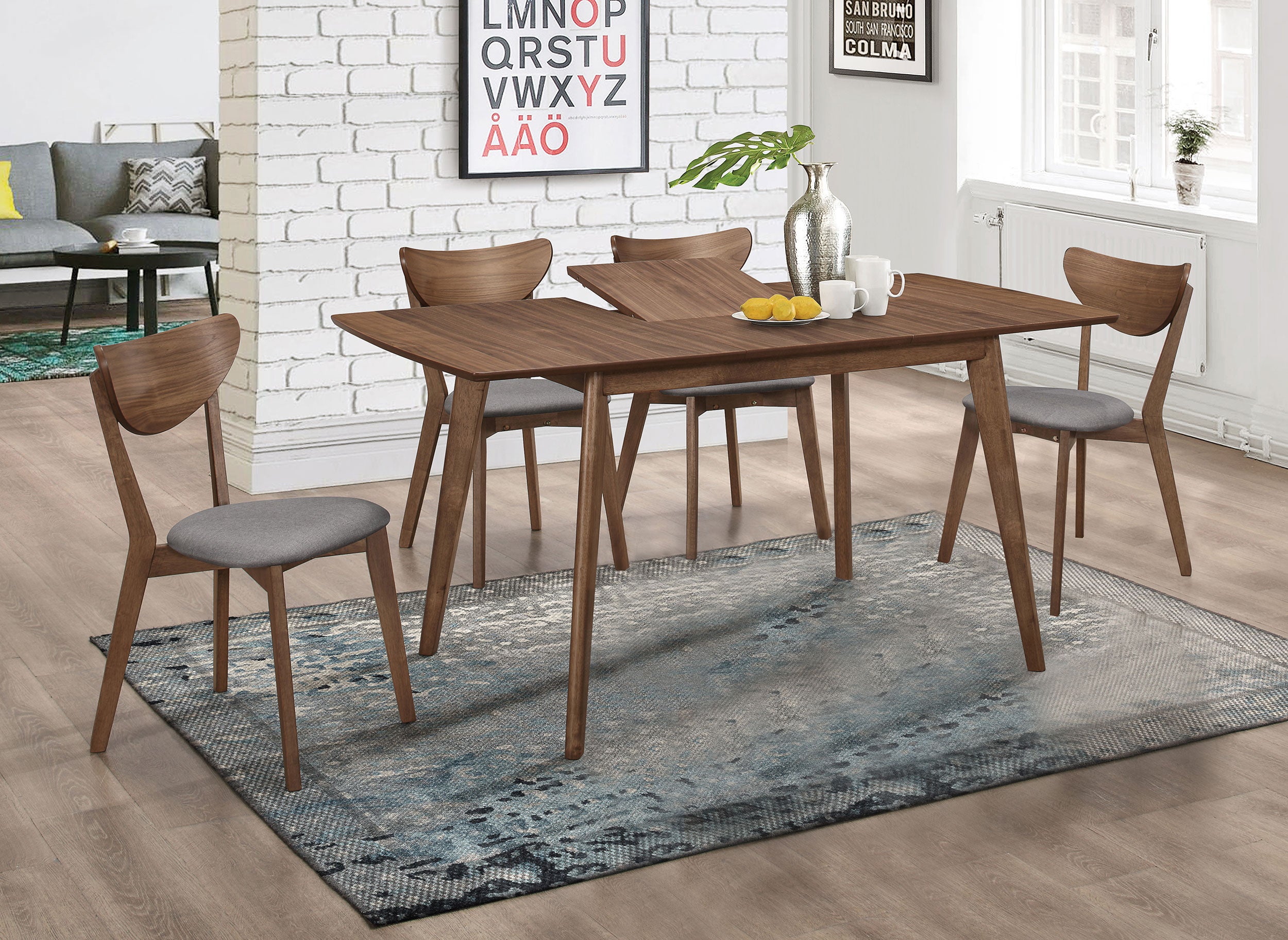 Dar Furniture - Coaster - Alfredo 5-piece Butterfly Leaf Dining Set Natural Walnut - 108080-S5