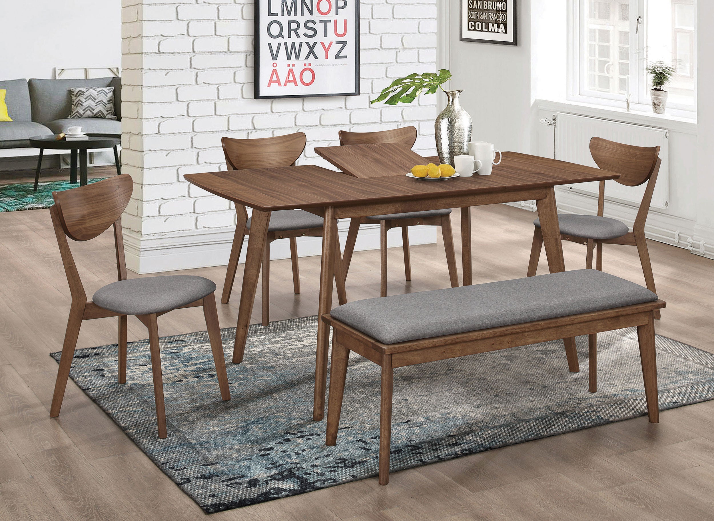 Dar Furniture - Coaster - Alfredo 6-piece Butterfly Leaf Dining Set Natural Walnut - 108080-S6