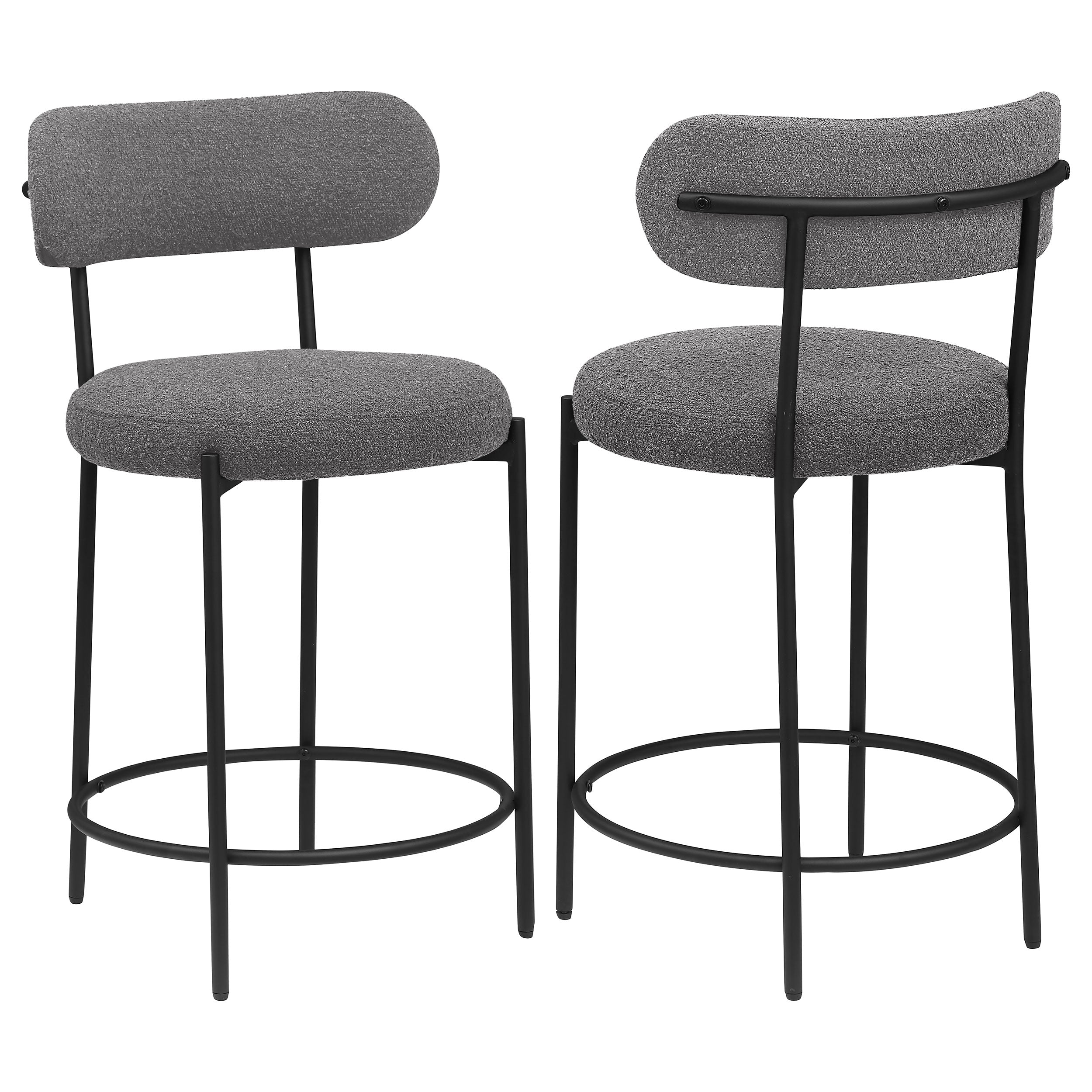 Dar Furniture - Coaster - Viola Boucle Upholstered Counter Chair Grey (Set of 2) - 108198