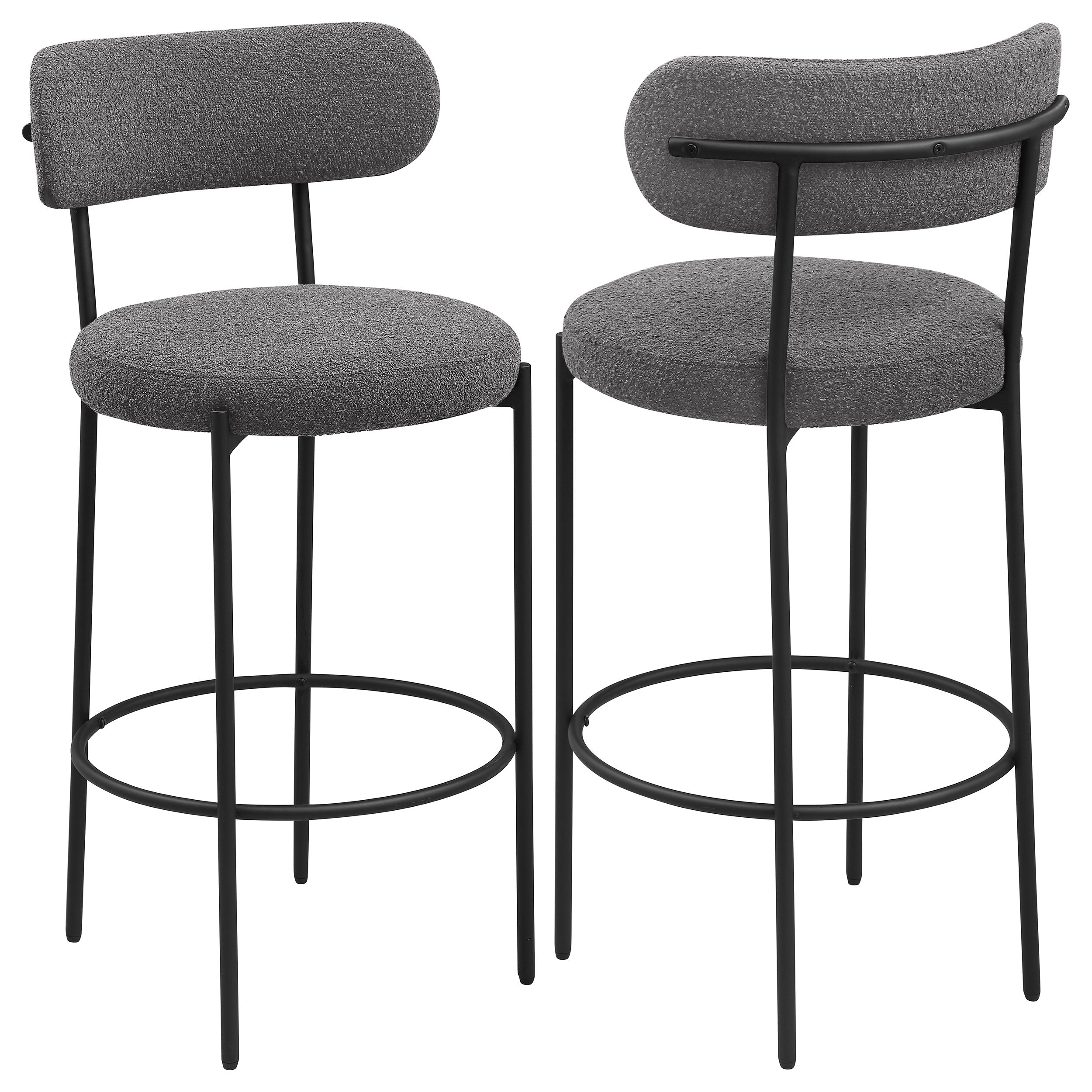 Dar Furniture - Coaster - Viola Boucle Upholstered Bar Chair Grey (Set of 2) - 108199