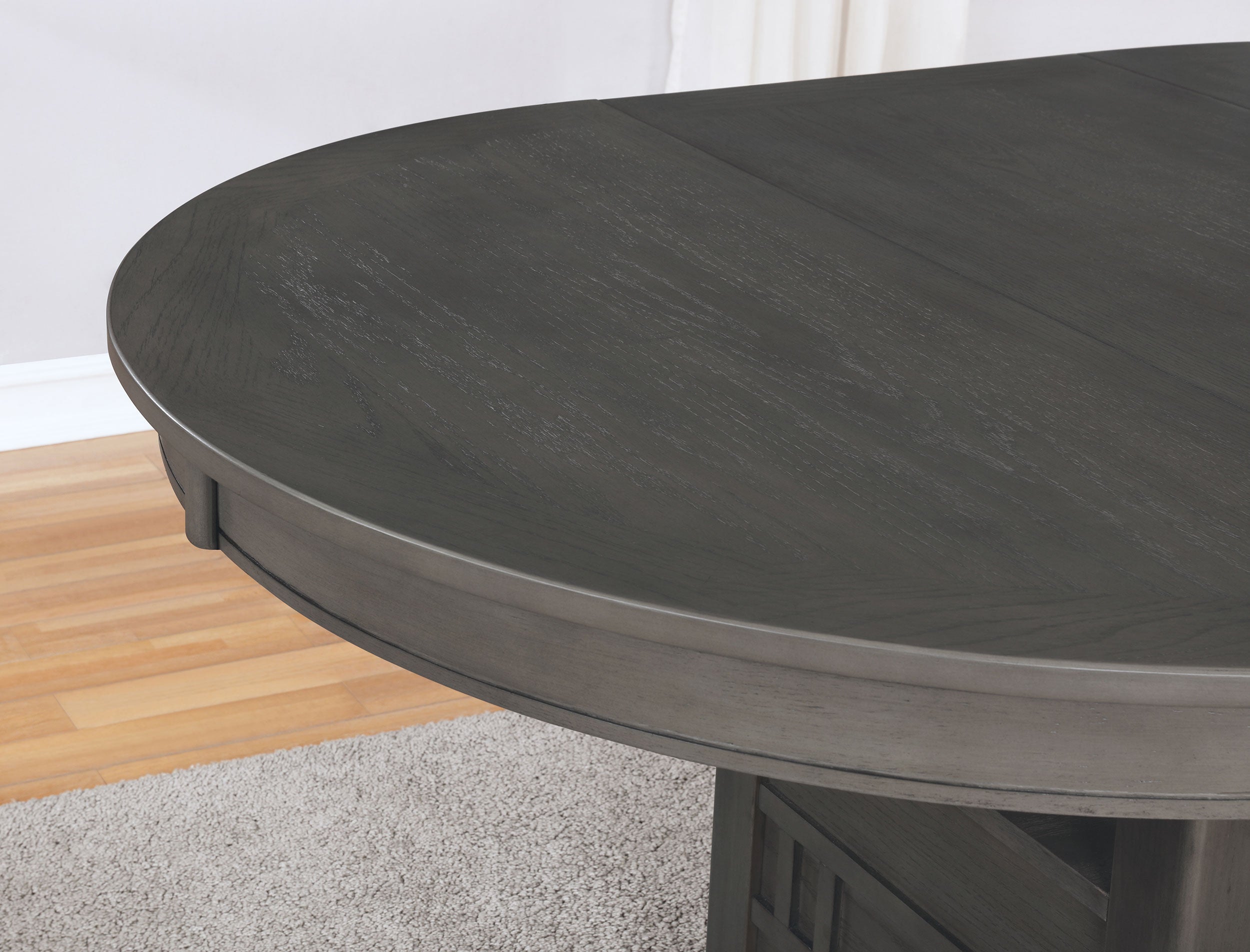 Lavon Oval 60-inch Wood Extension Leaf Dining Table Medium Grey