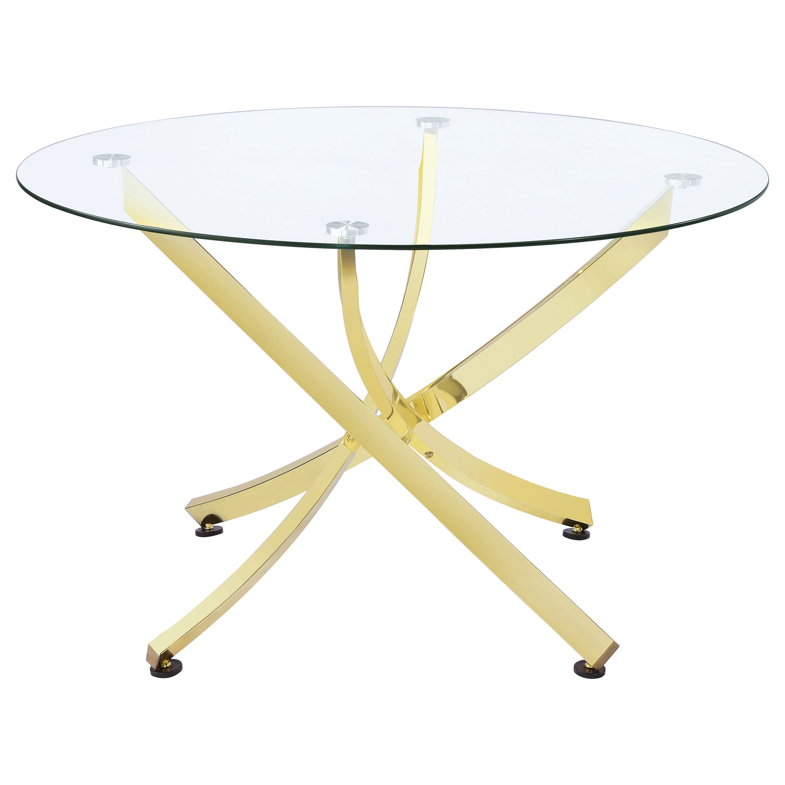 Dar Furniture - Coaster - Beckham Round 46-inch Glass Top Dining Table Brass - 108441