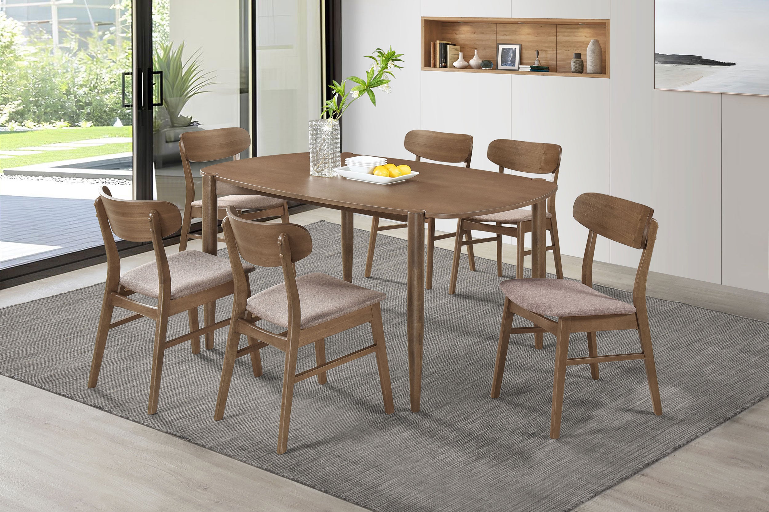 Dar Furniture - Coaster - Dortch 7-piece Oval Solid Wood Dining Set Walnut - 108461-S7