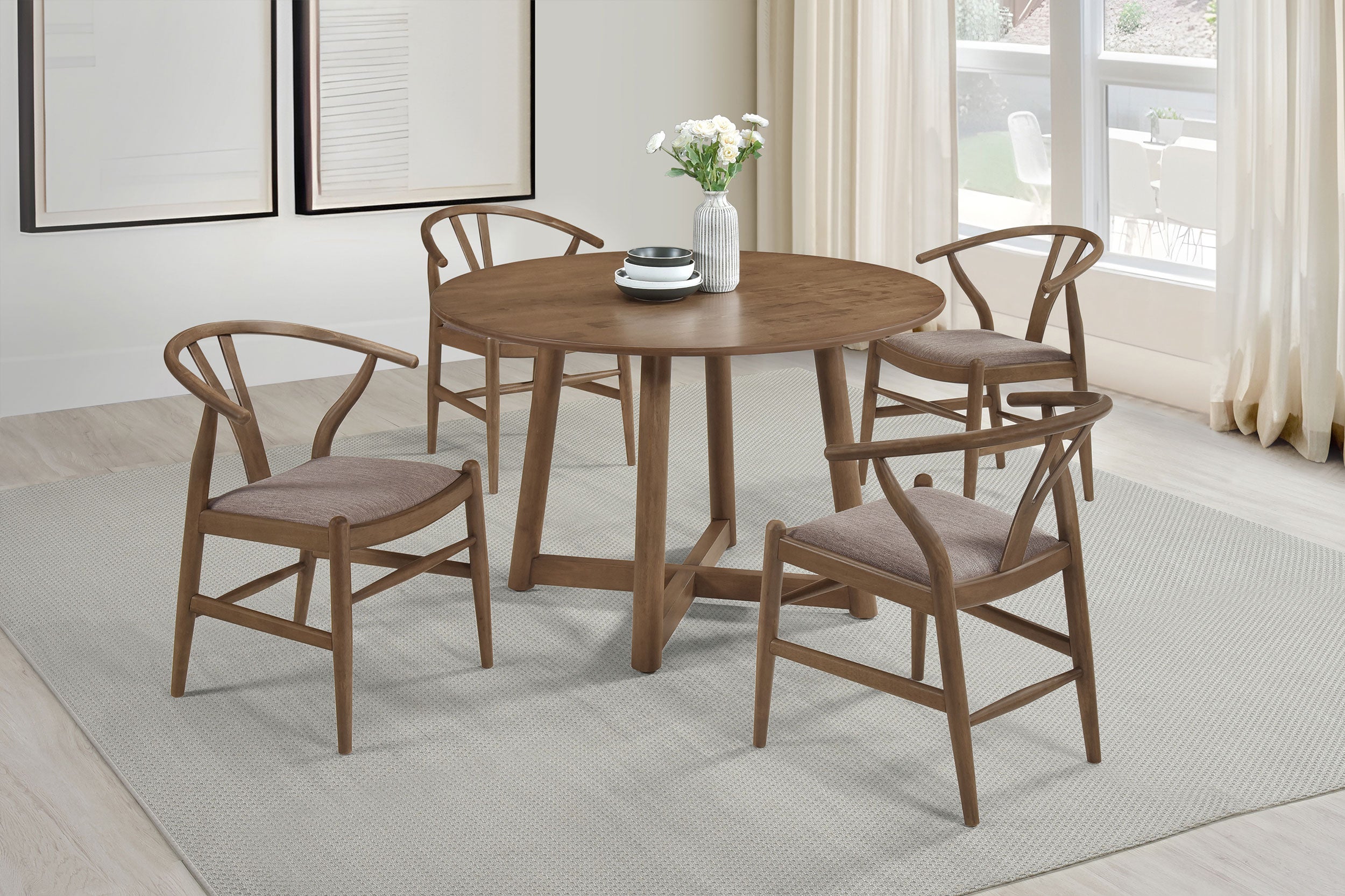 Dar Furniture - Coaster - Dinah 5-piece Round Solid Wood Dining Set Walnut - 108471-S5