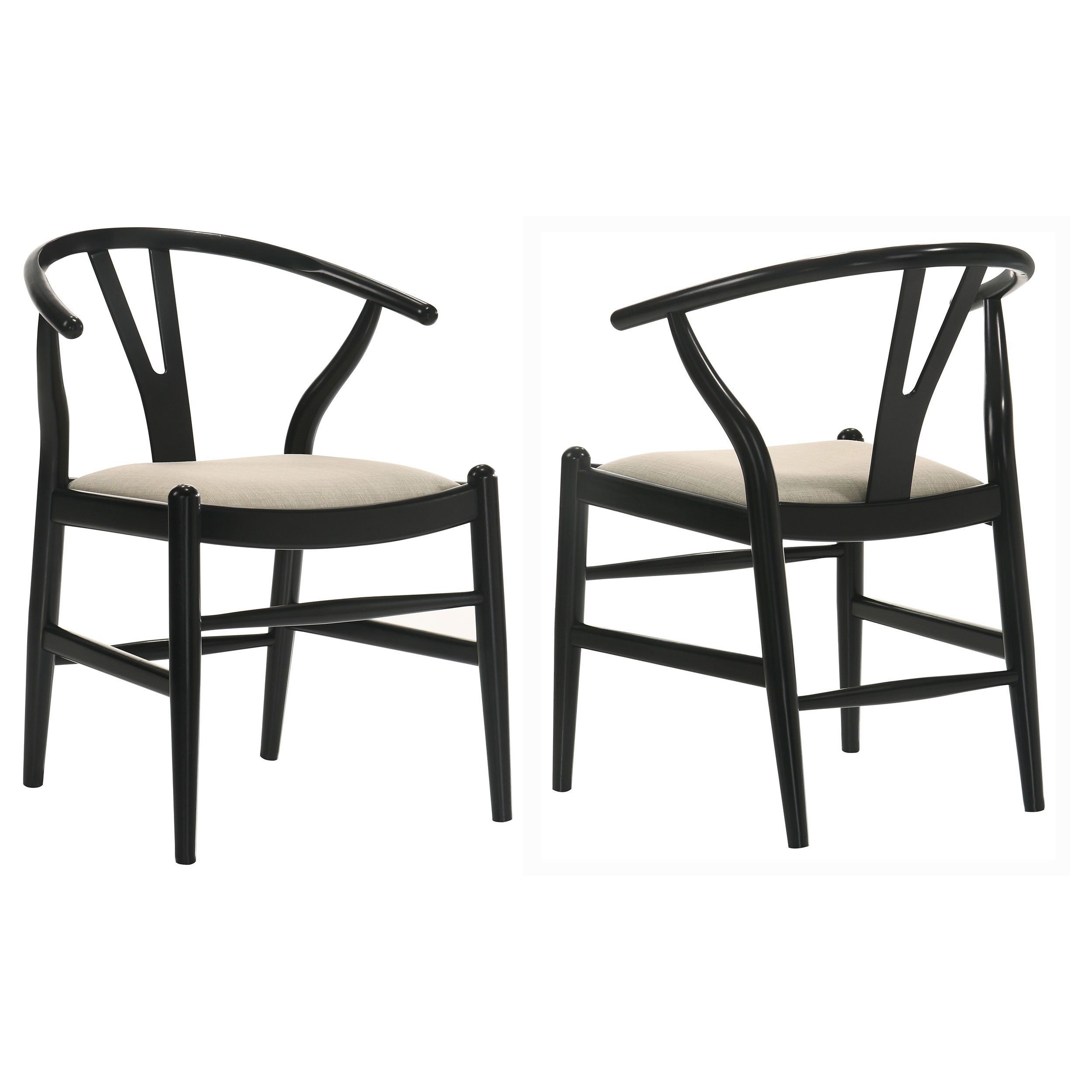 Dar Furniture - Coaster - Crestmont Wood Wishbone Dining Side Chair Black (Set of 2) - 108482