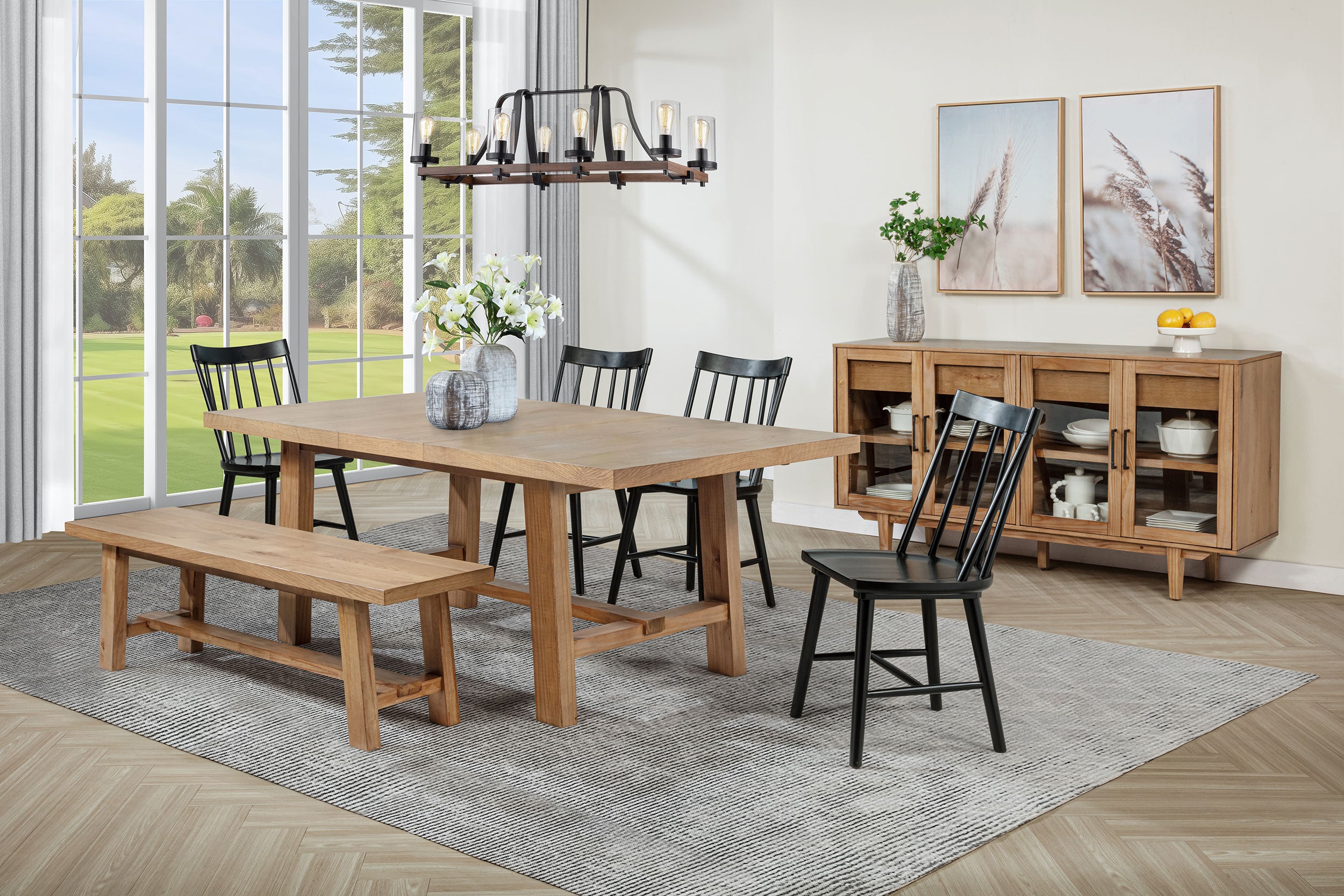 Dar Furniture - Coaster - Middleton 6-piece Extension Leaf Dining Set Brown and Black - 108540-S6B