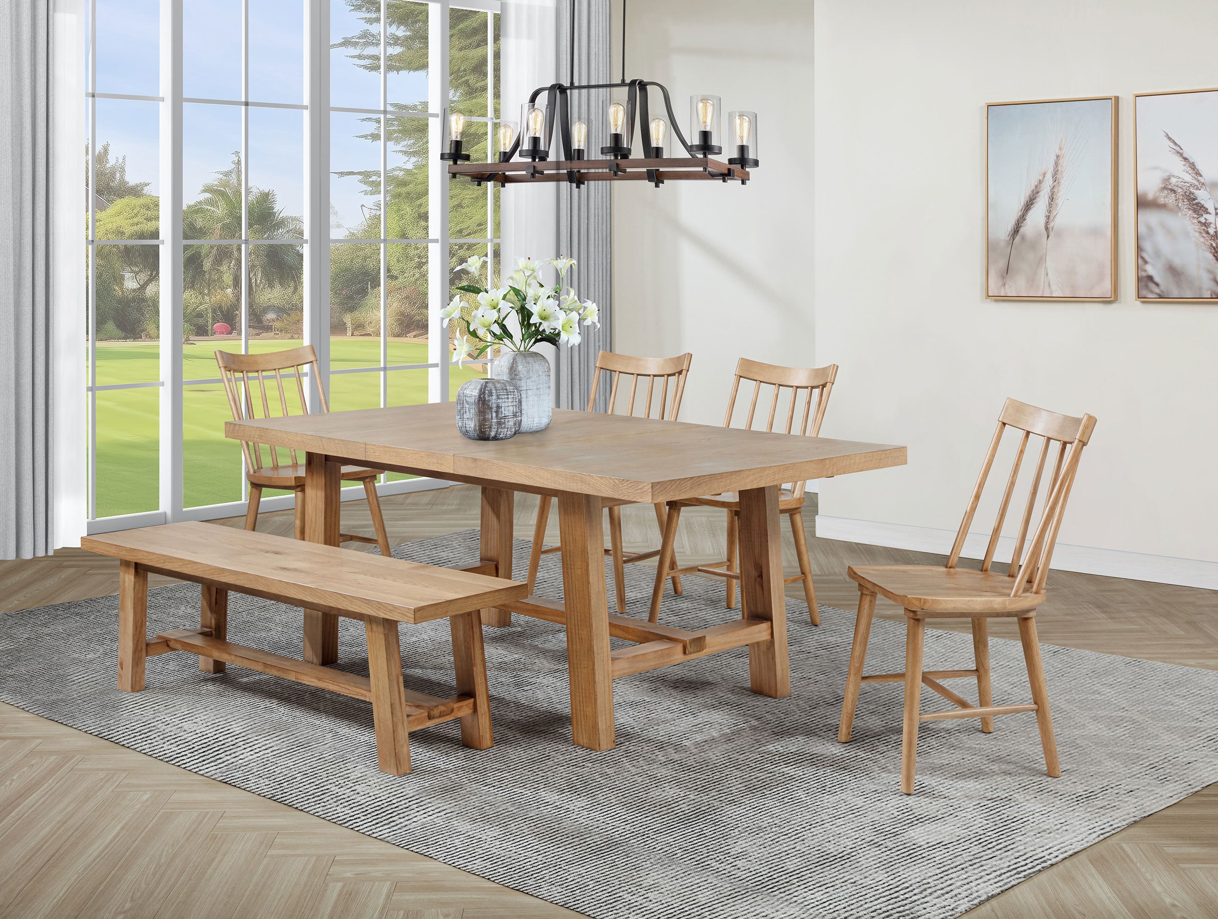 Dar Furniture - Coaster - Middleton 6-piece Extension Leaf Dining Set Natural Brown - 108540-S6N