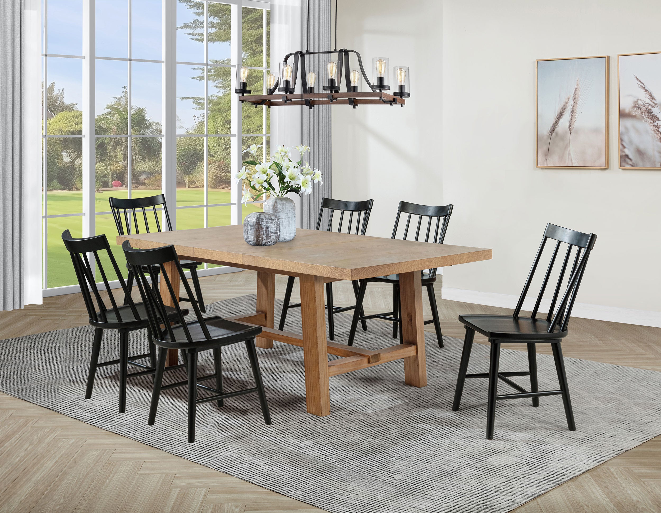 Dar Furniture - Coaster - Middleton 7-piece Extension Leaf Dining Set Brown and Black - 108540-S7B