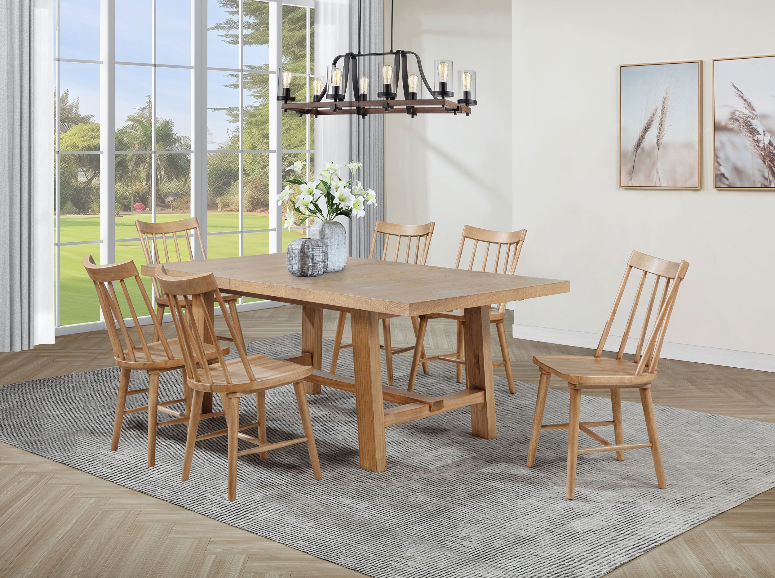 Dar Furniture - Coaster - Middleton 7-piece Extension Leaf Dining Set Natural Brown - 108540-S7N