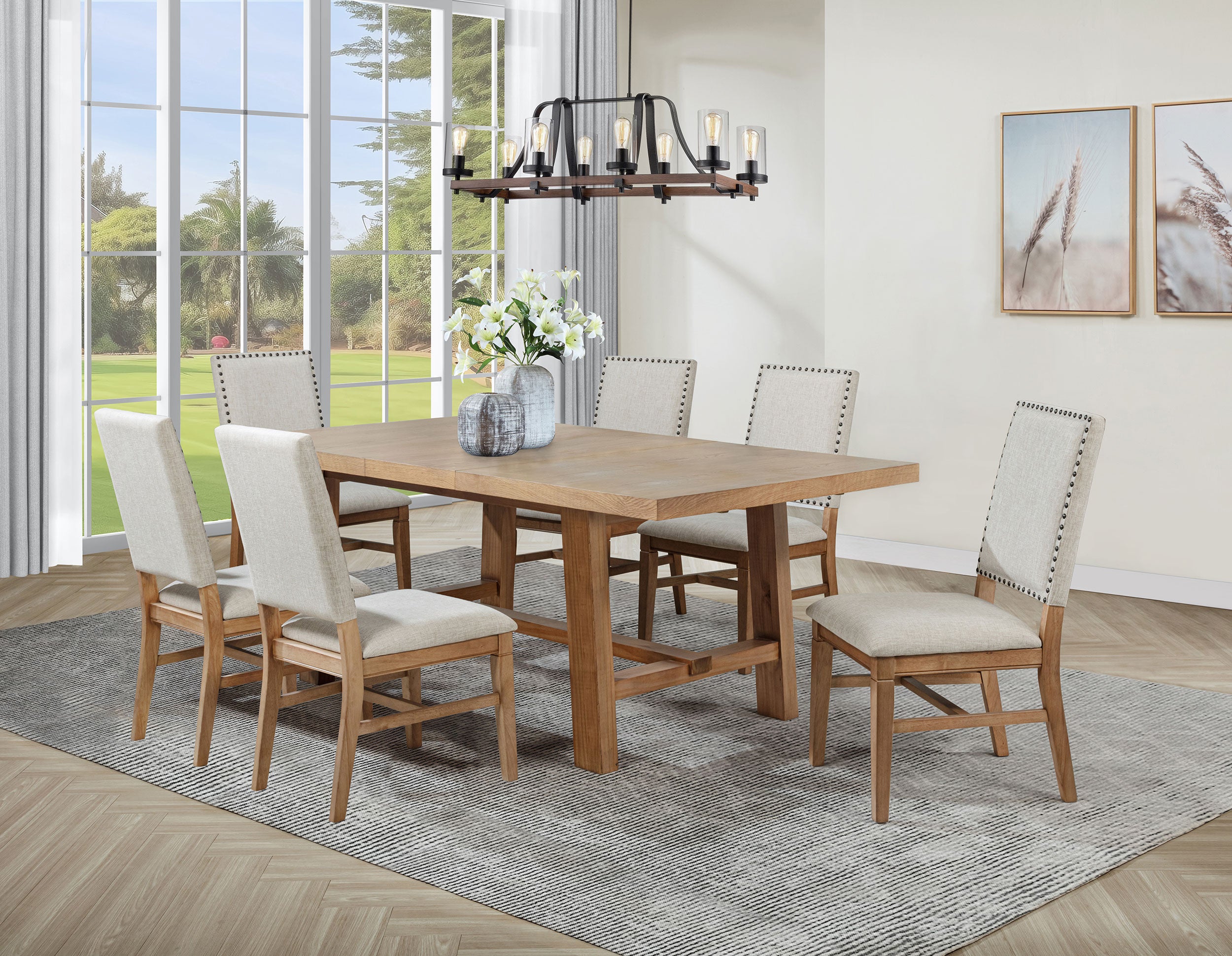 Dar Furniture - Coaster - Middleton 7-piece Extension Leaf Dining Set Brown and Beige - 108540-S7
