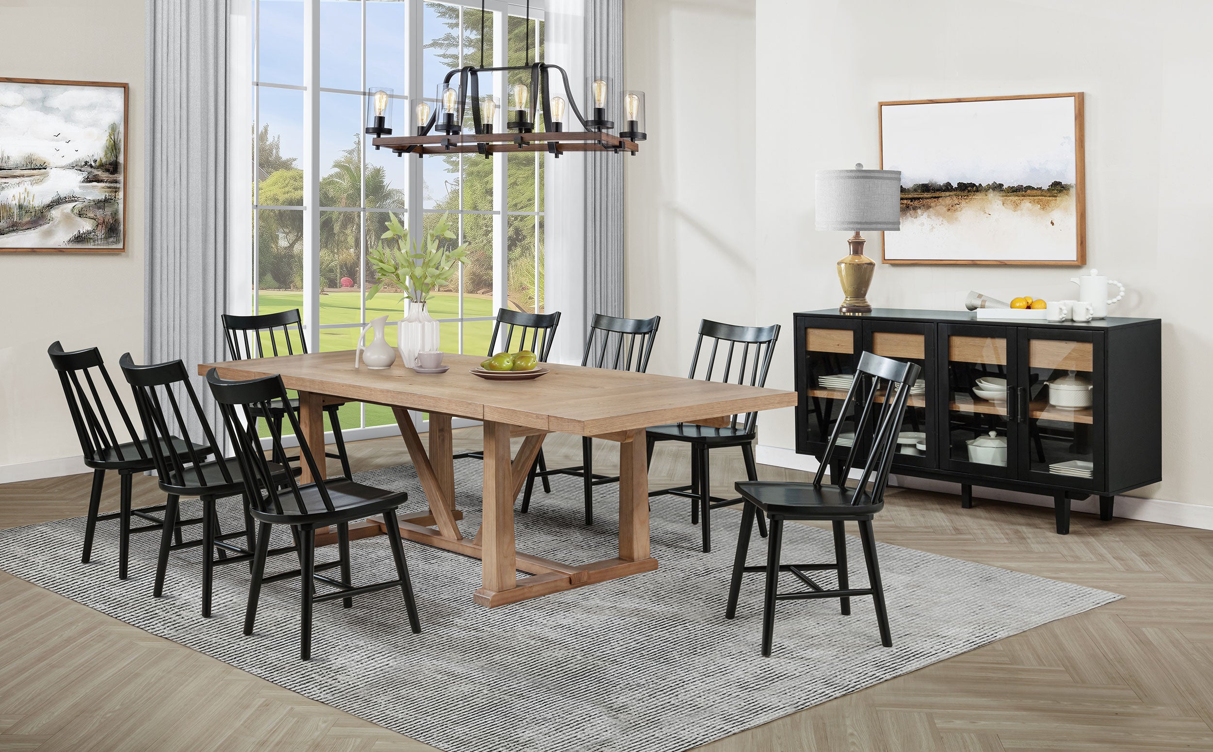 Dar Furniture - Coaster - Middleton 10-piece Extension Leaf Dining Set Natural Brown and Black - 108541-S10B
